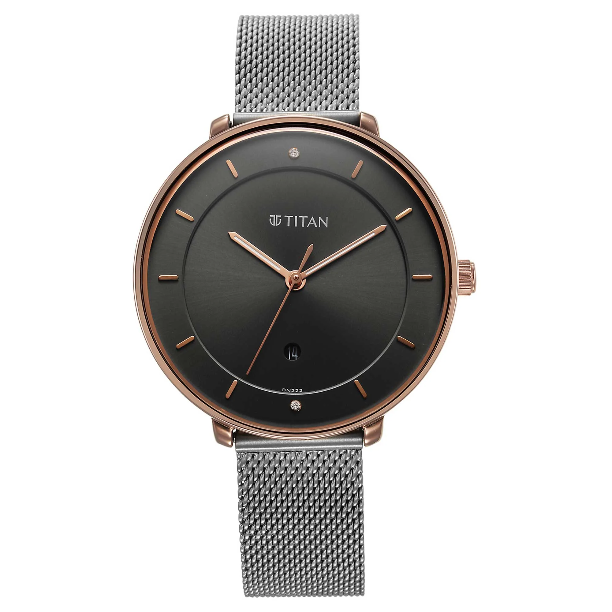 Titan Noir Anthracite Dial Analog Stainless Steel Strap Watch for Women - Image 2