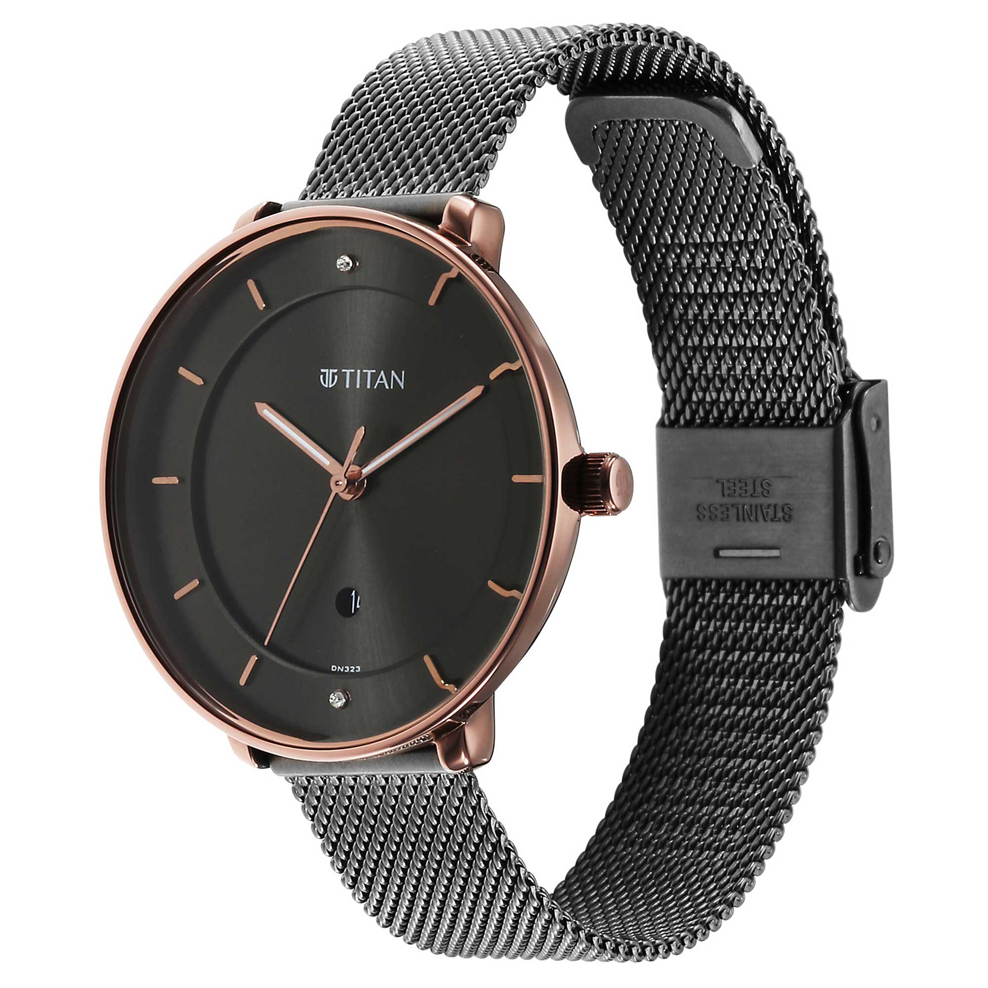 Titan Noir Anthracite Dial Analog Stainless Steel Strap Watch for Women - Image 4