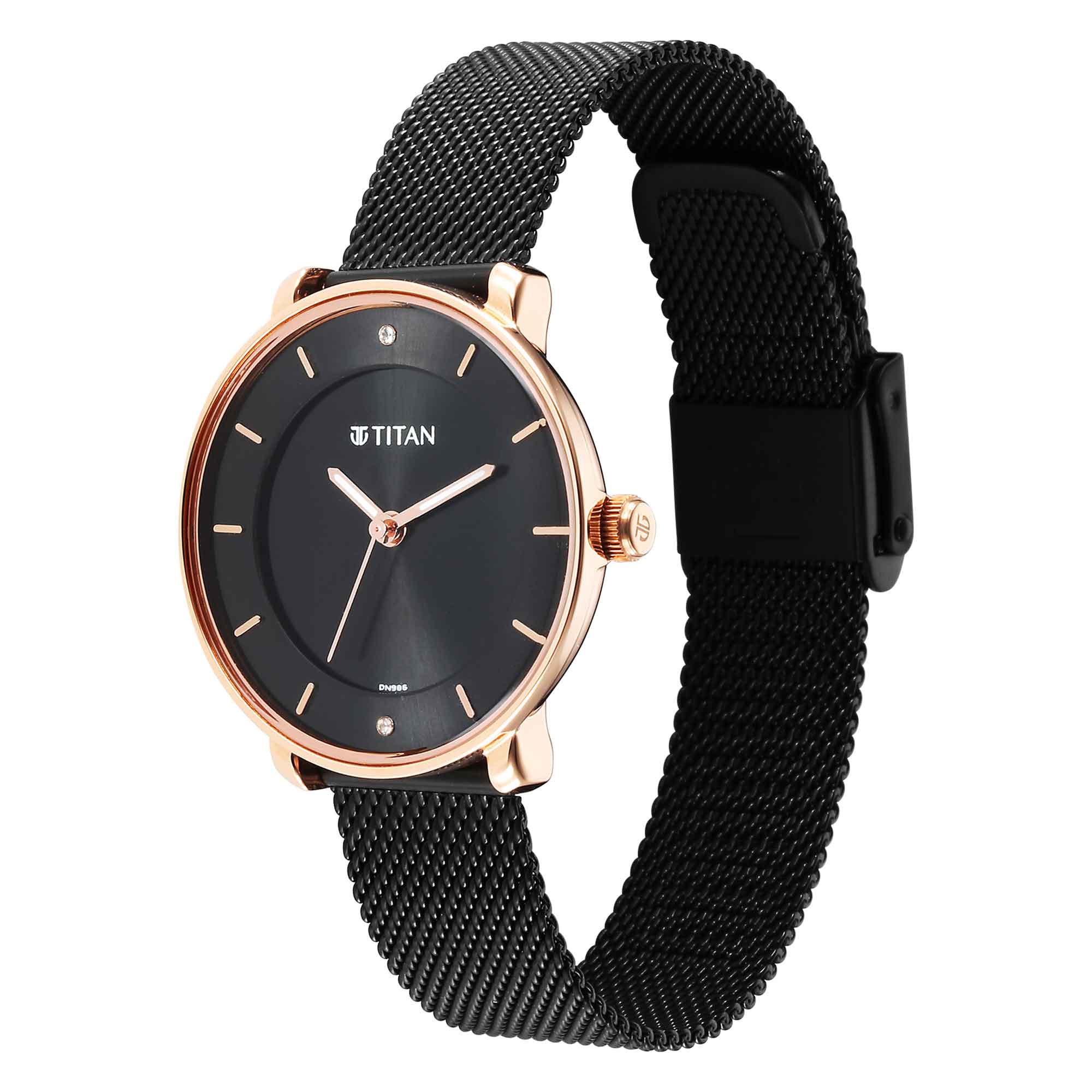 Titan Noir Black Dial Analog Metal Strap Watch for Women - Image 4