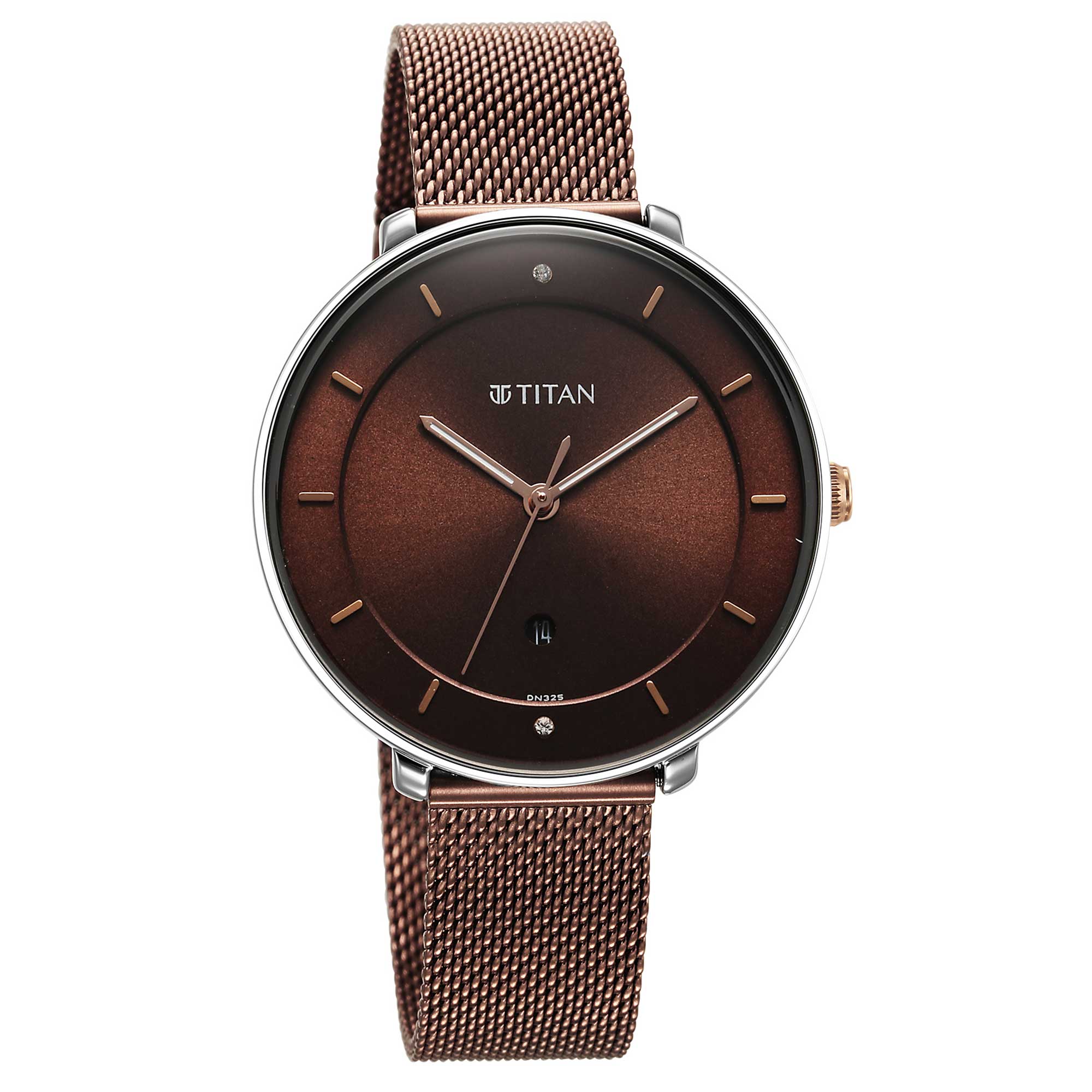 Titan Noir Brown Dial Analog Stainless Steel Strap Watch for Women - Image 3
