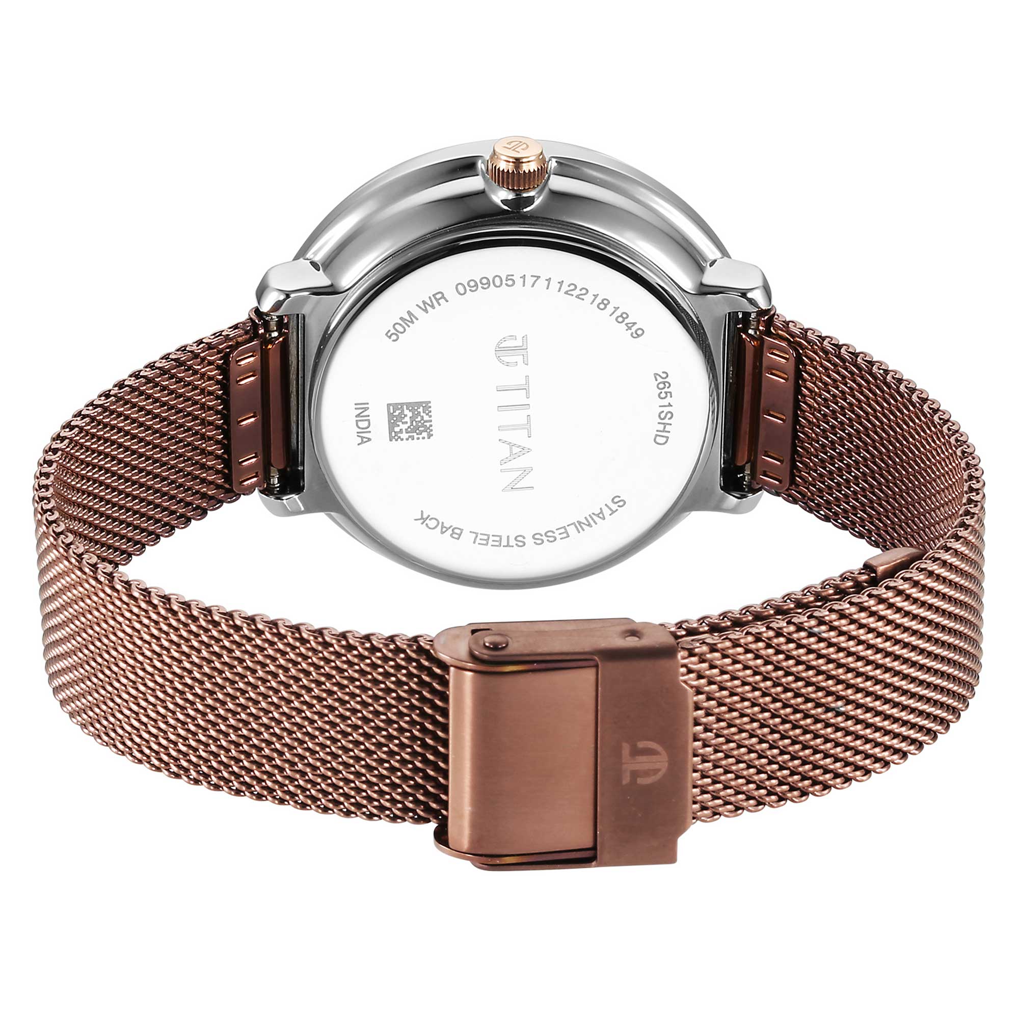 Titan Noir Brown Dial Analog Stainless Steel Strap Watch for Women - Image 6
