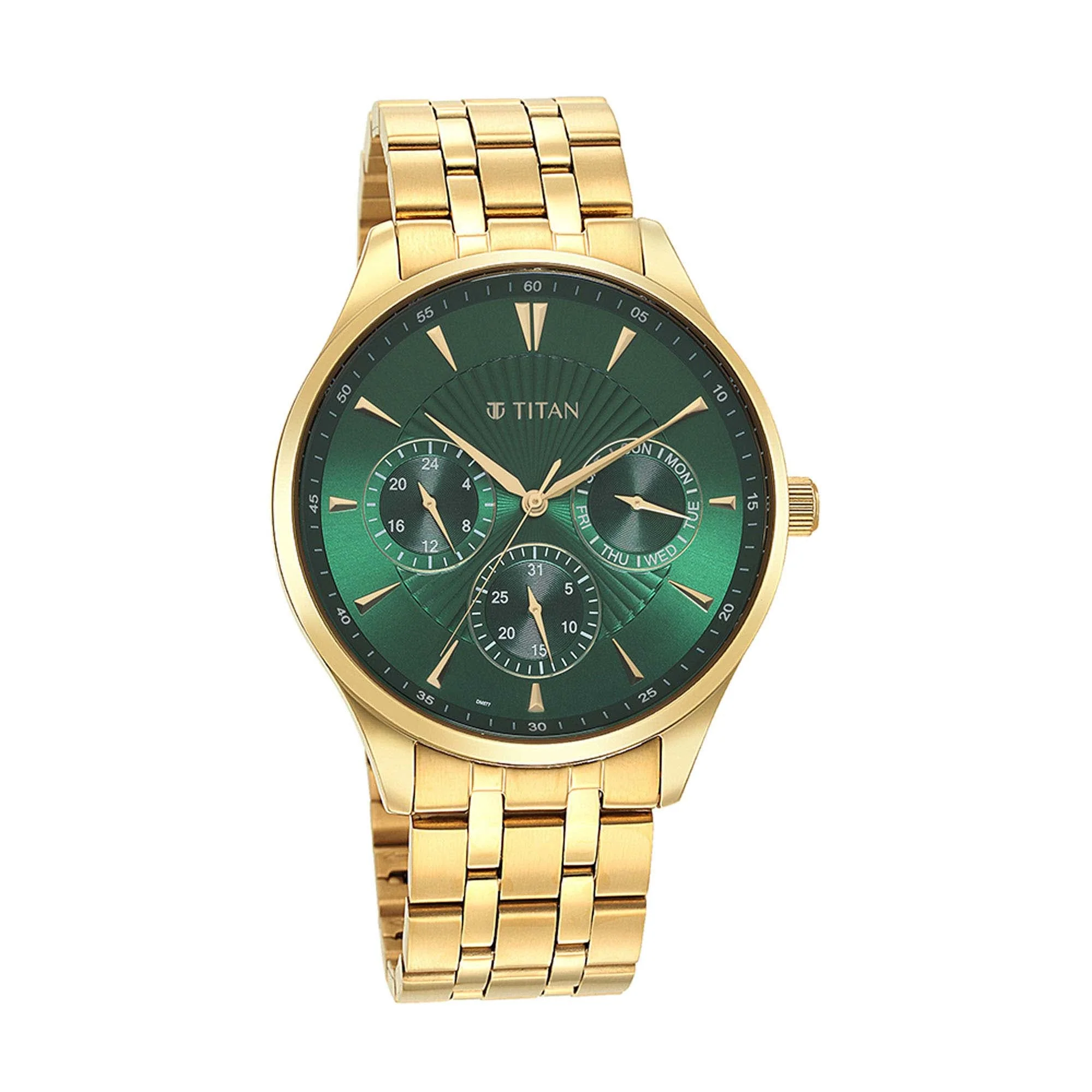 Titan Opulent III Green Dial Multi Stainless Steel Strap watch for Men - Image 3