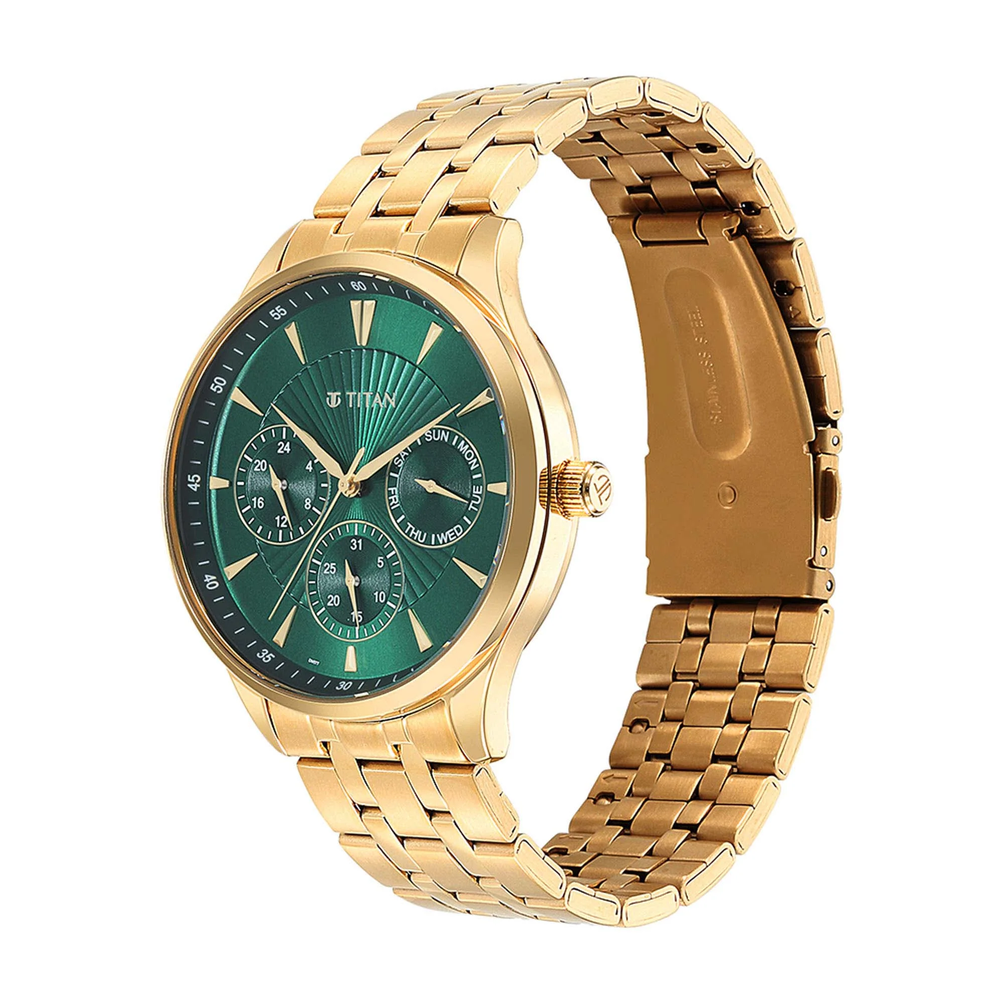 Titan Opulent III Green Dial Multi Stainless Steel Strap watch for Men - Image 4