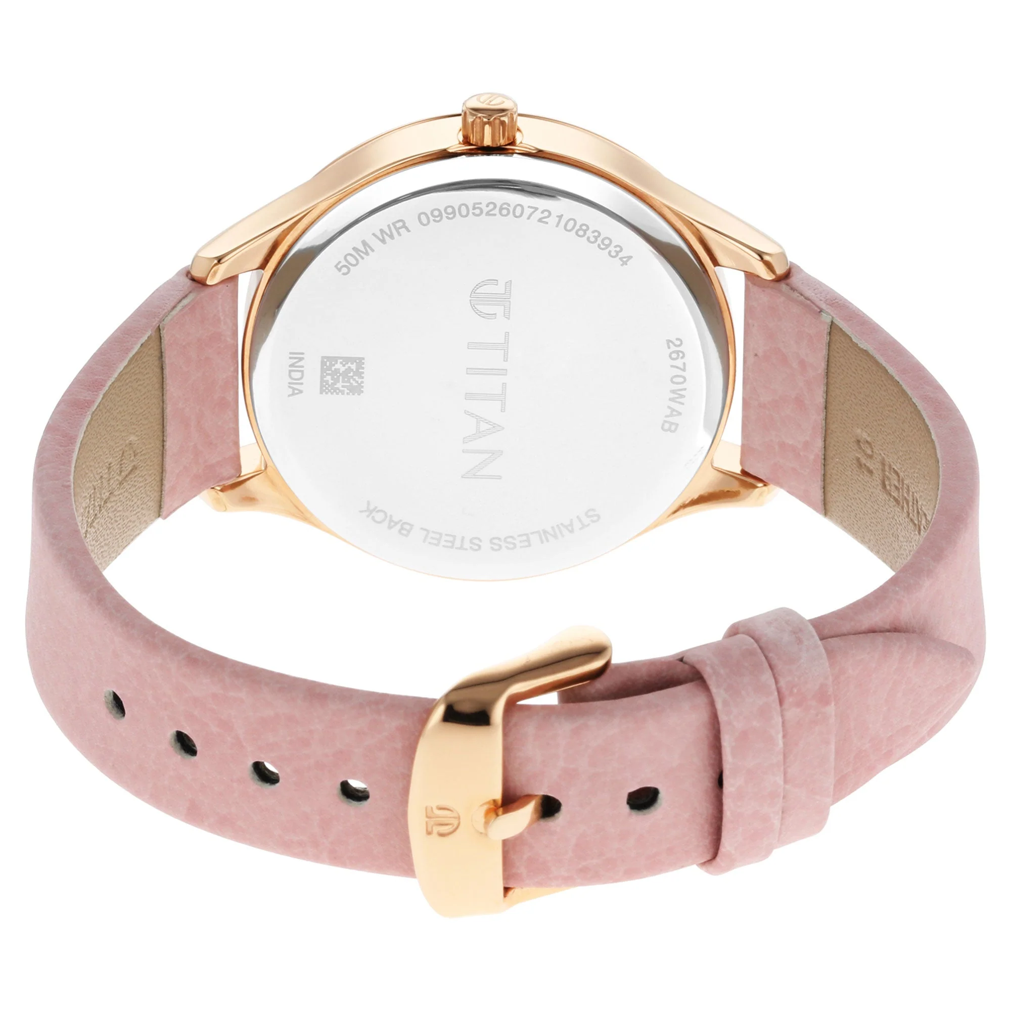 Titan Pastel Dreams Pink Mother of Pearl Dial Analog Leather Strap Watch for Women - Image 4