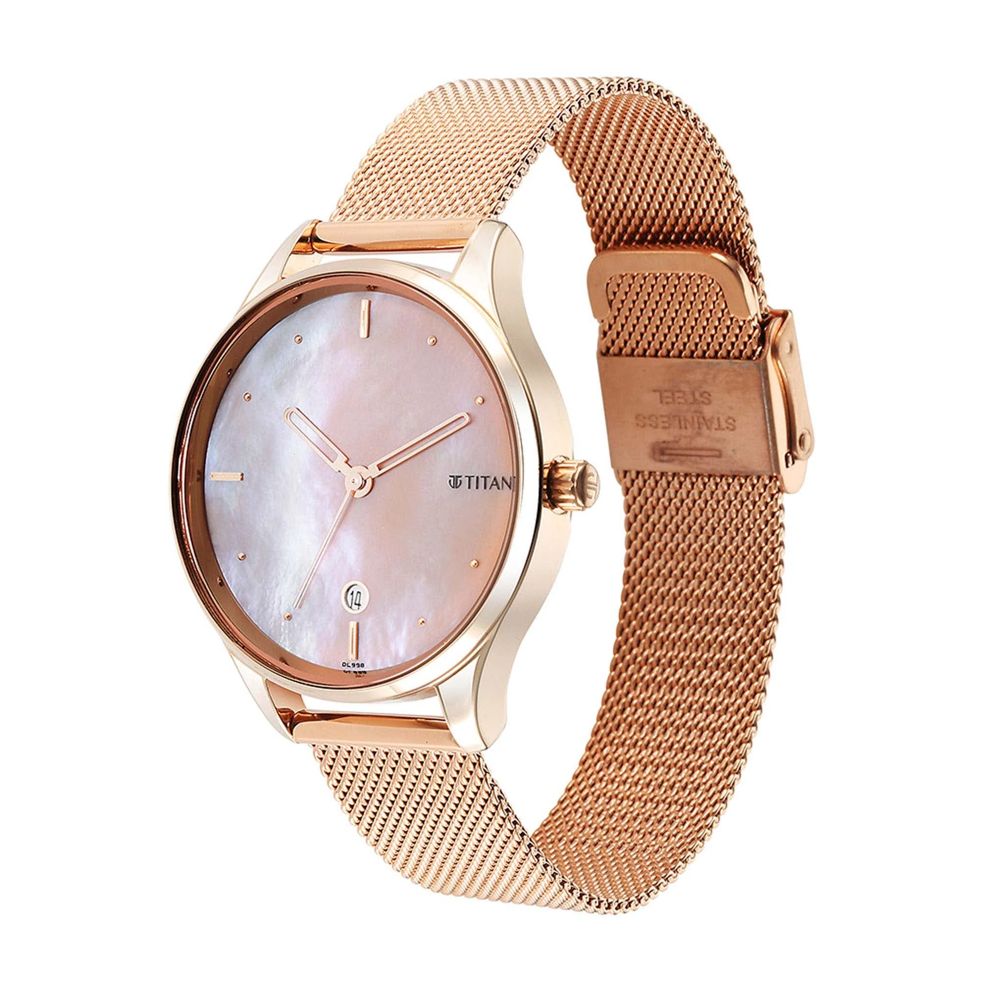 Titan Pastel Dreams Pink Mother Of Pearl Dial Analog Metal Strap watch for Women - Image 4