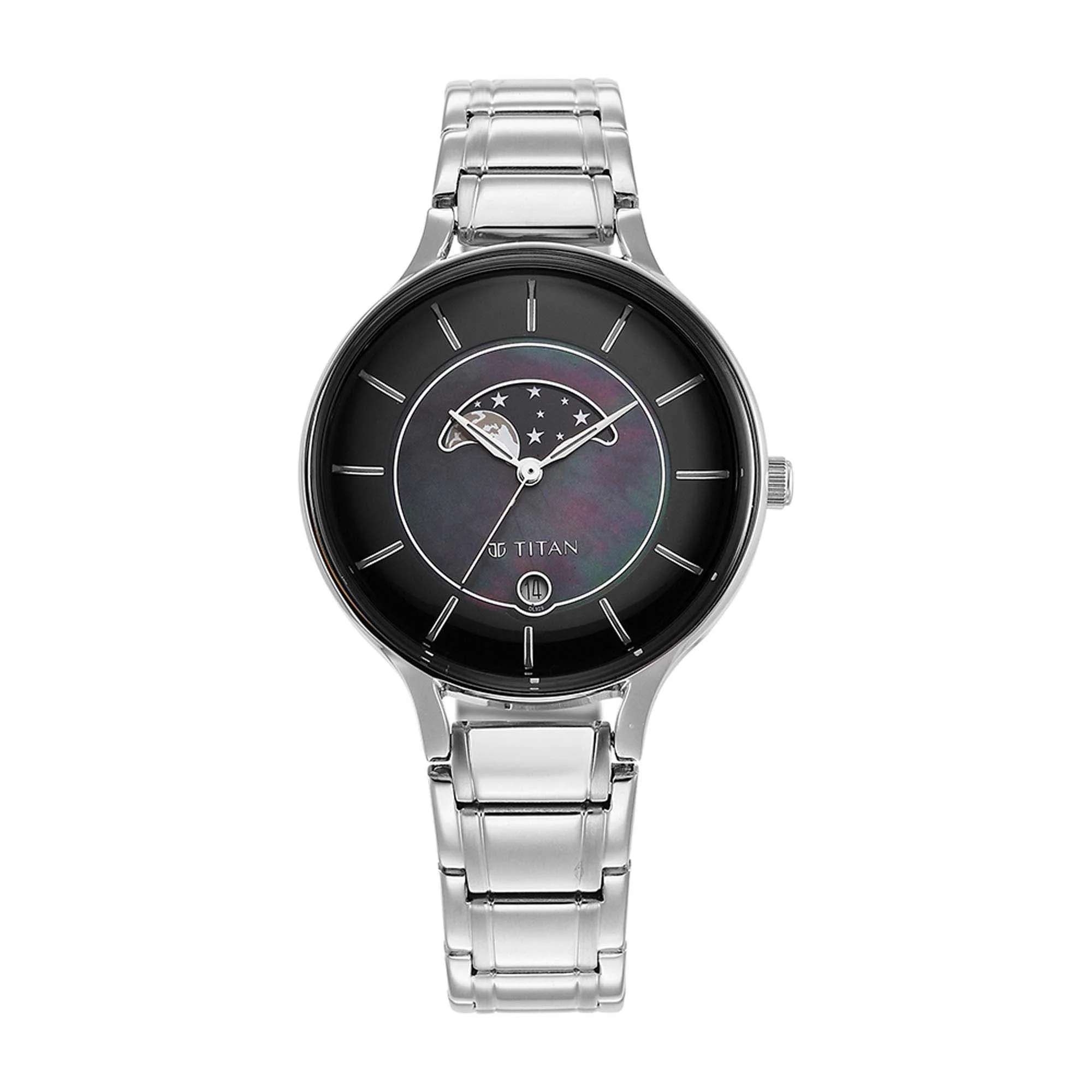 Titan Premium Workwear Black Dial Analog with Date Stainless Steel Strap watch for Women - Image 2