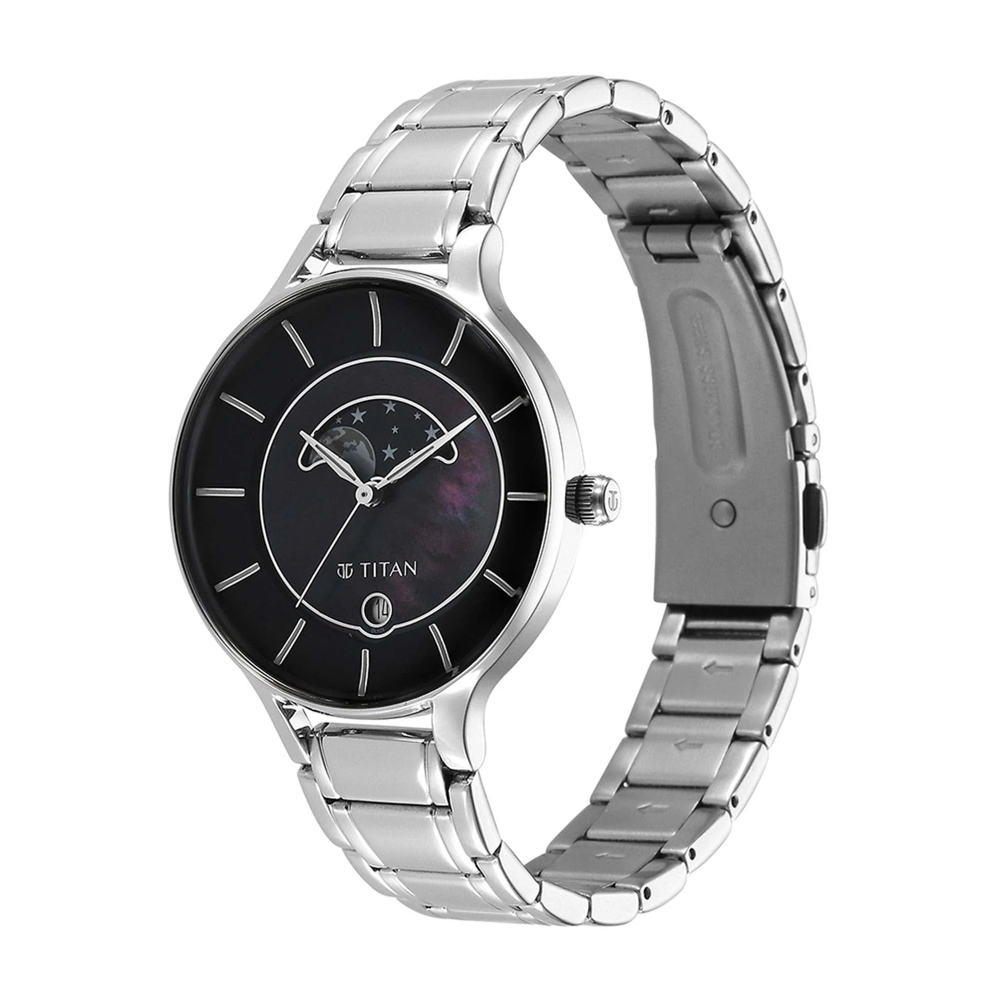 Titan Premium Workwear Black Dial Analog with Date Stainless Steel Strap watch for Women - Image 4