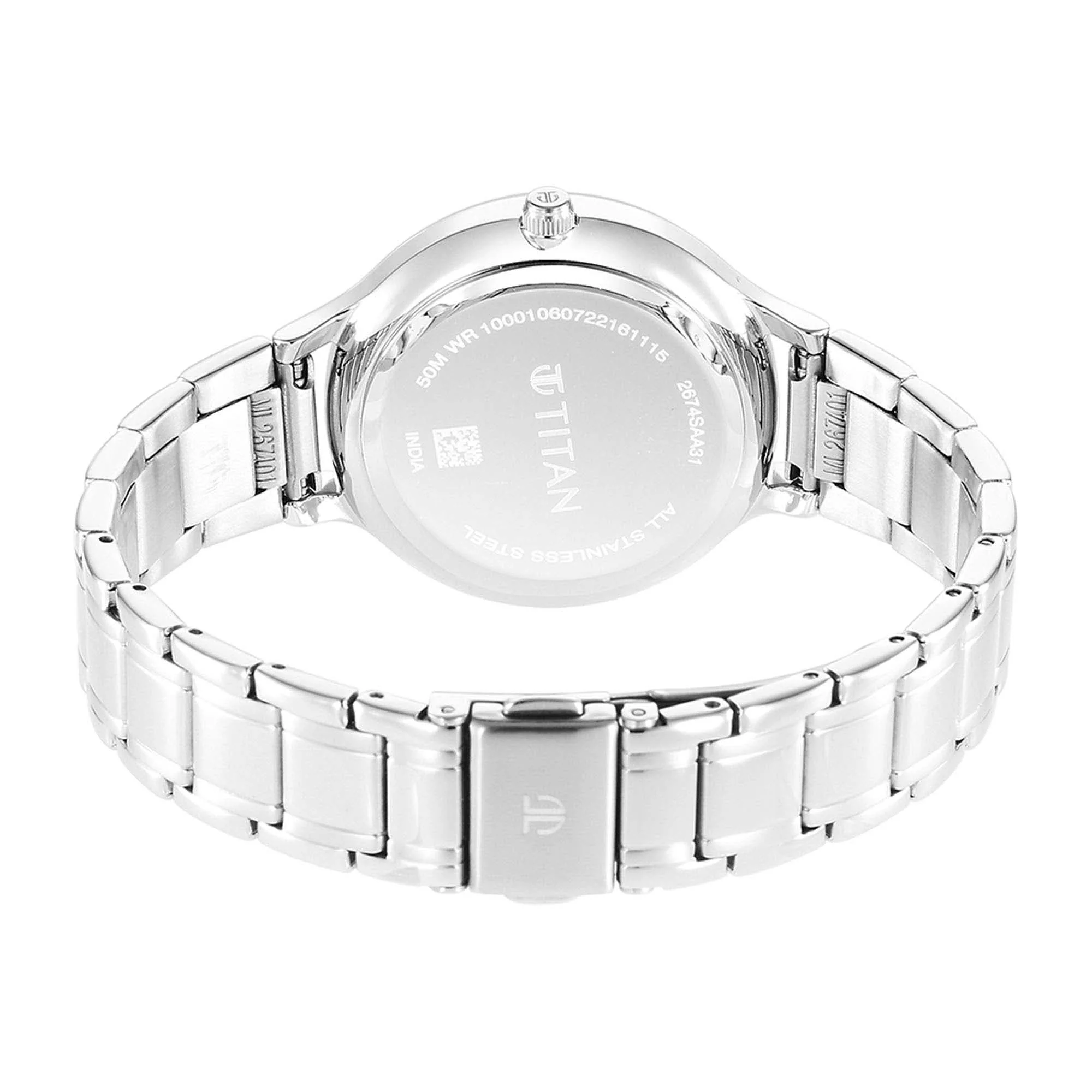 Titan Premium Workwear Black Dial Analog with Date Stainless Steel Strap watch for Women - Image 6