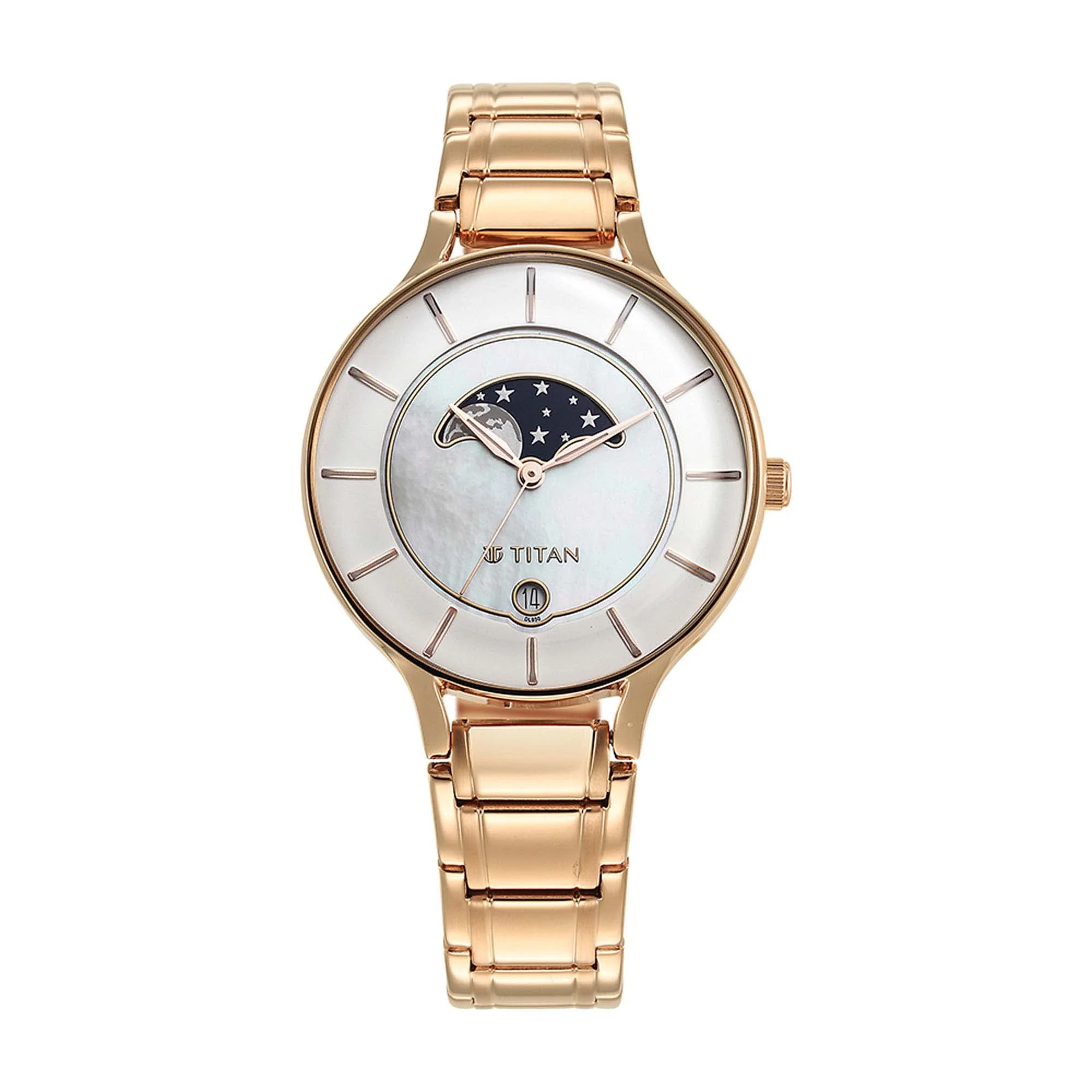 Titan Premium Workwear White Dial Analog Date Stainless Steel Strap Watch for Women - Image 2
