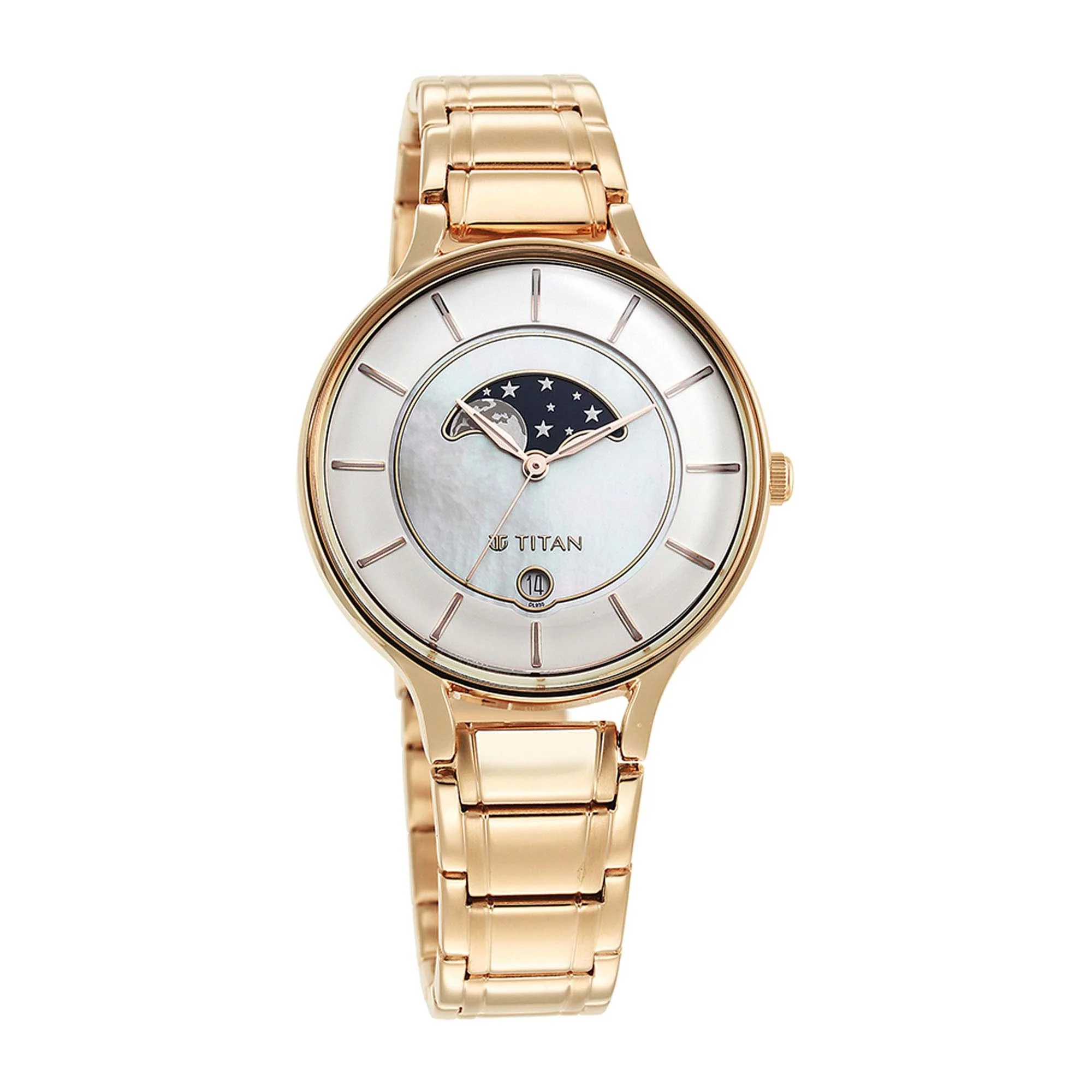Titan Premium Workwear White Dial Analog Date Stainless Steel Strap Watch for Women - Image 3