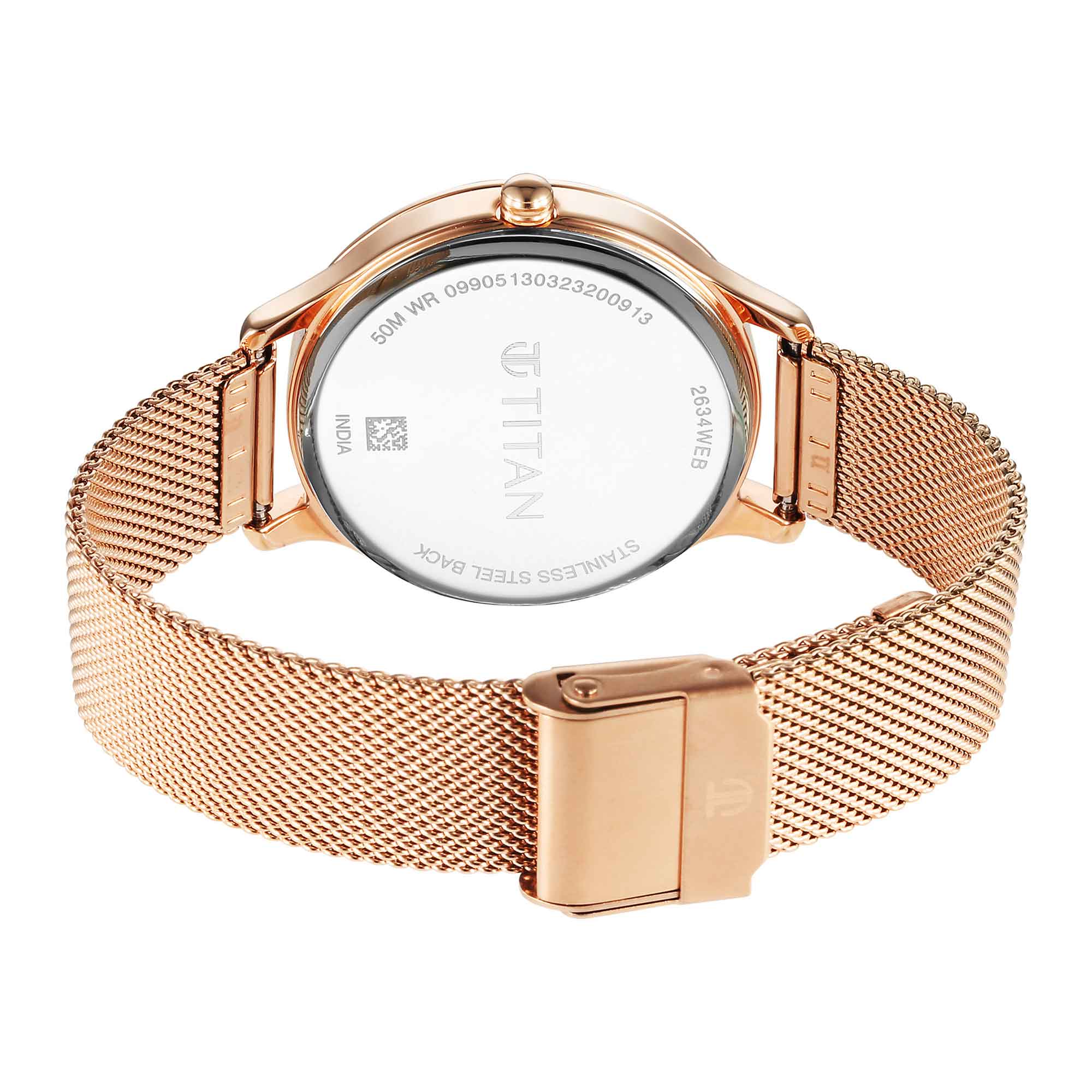 Titan Purple Glam It Up Pink Dial Analog with Date Stainless Steel Strap Watch for Women - Image 6
