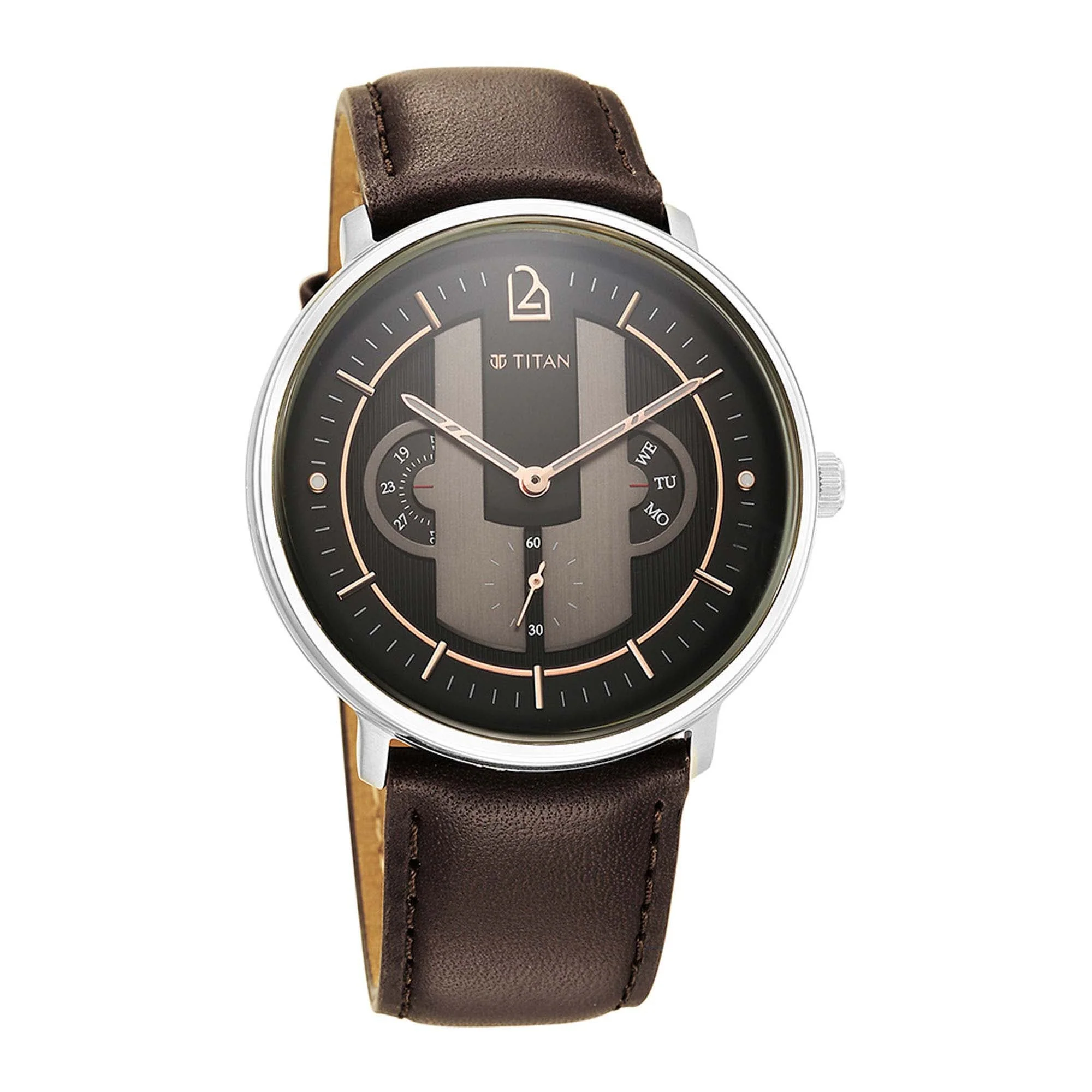 Titan Quartet Black Dial Multi Leather Strap watch for Men - Image 3