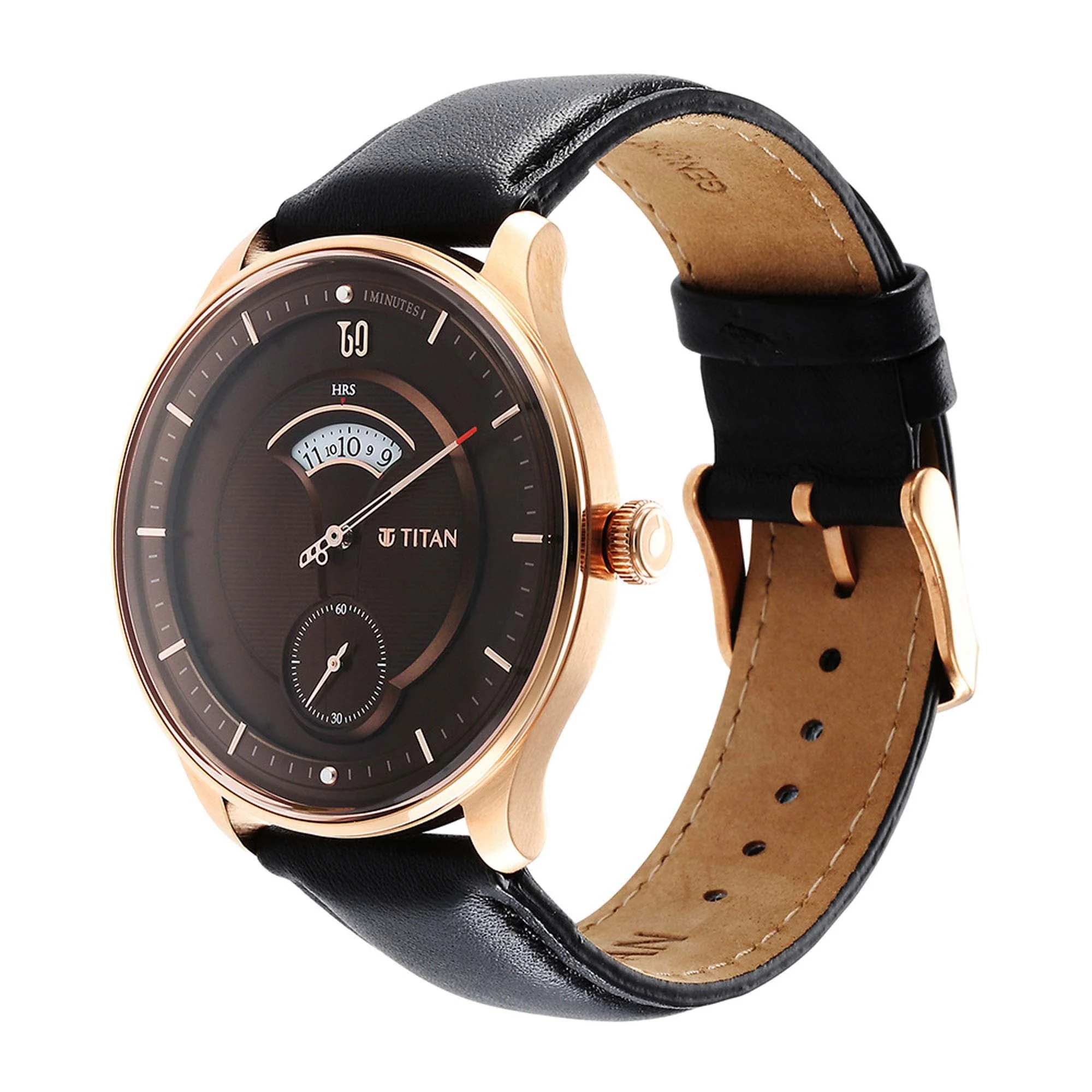 Titan Quartet Brown Dial Analog Leather Strap watch for Men - Image 4