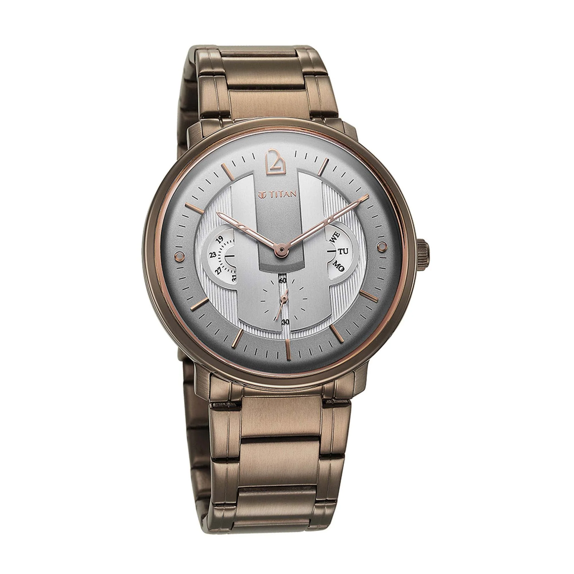 Titan Quartet Grey Dial Multi Stainless Steel Strap watch for Men - Image 3