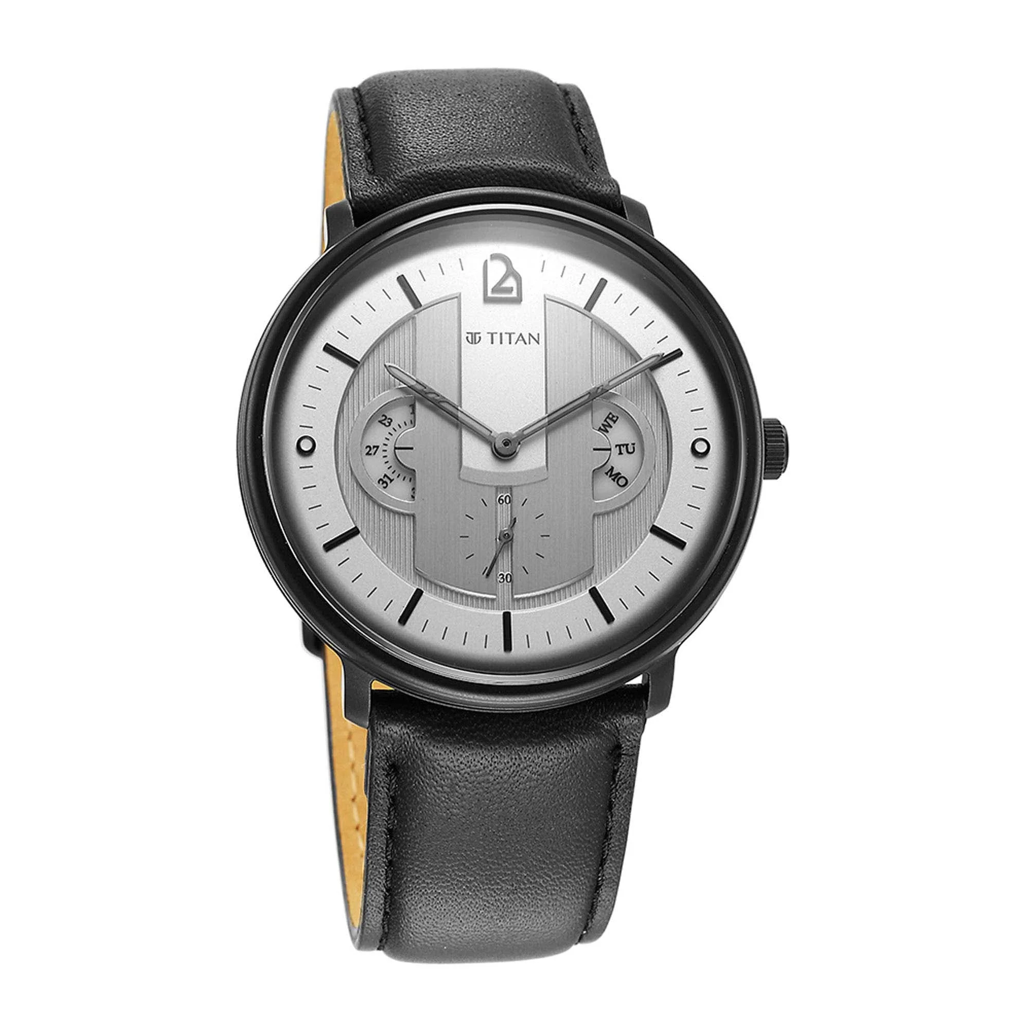 Titan Quartet Silver Dial Multi Leather Strap watch for Men - Image 3