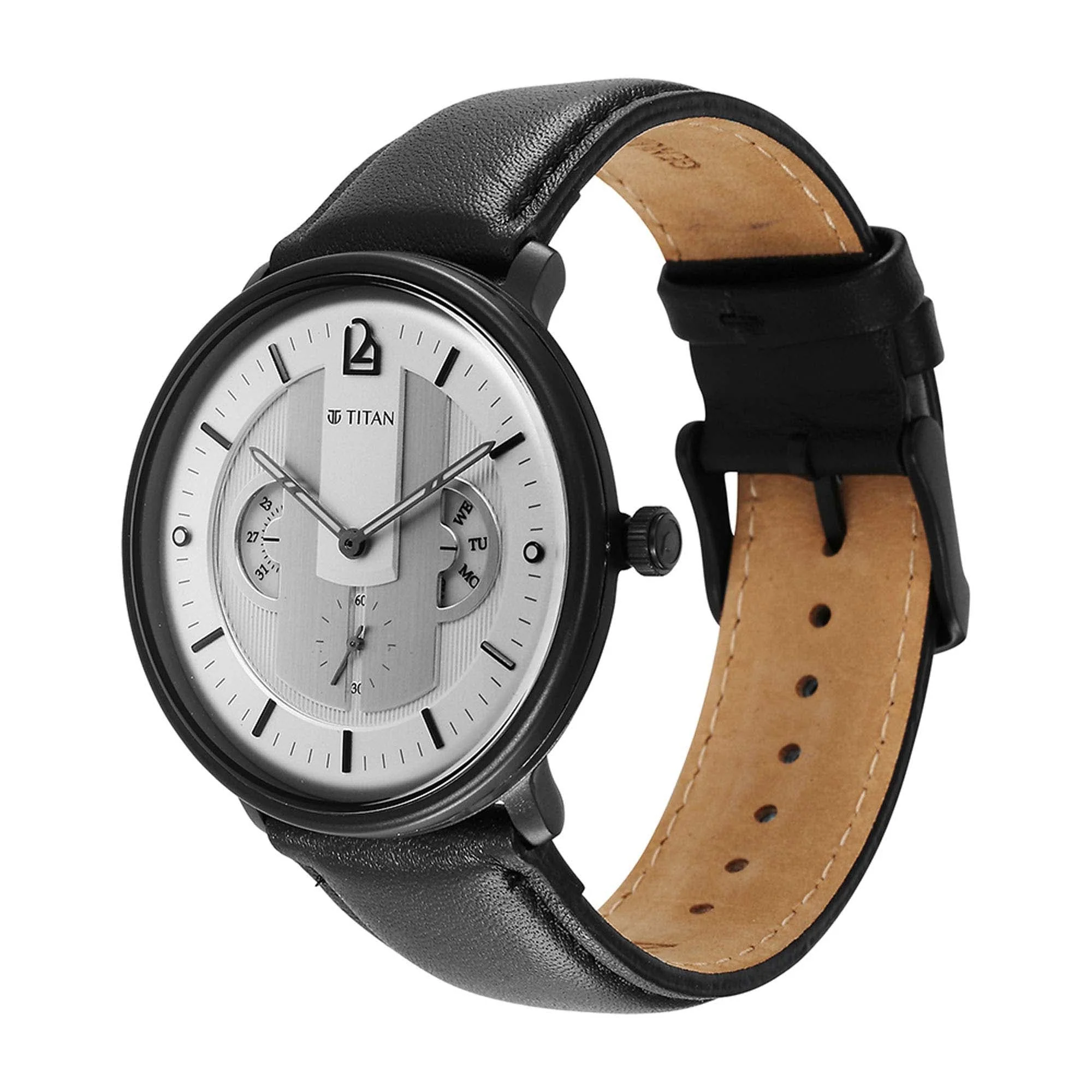 Titan Quartet Silver Dial Multi Leather Strap watch for Men - Image 4