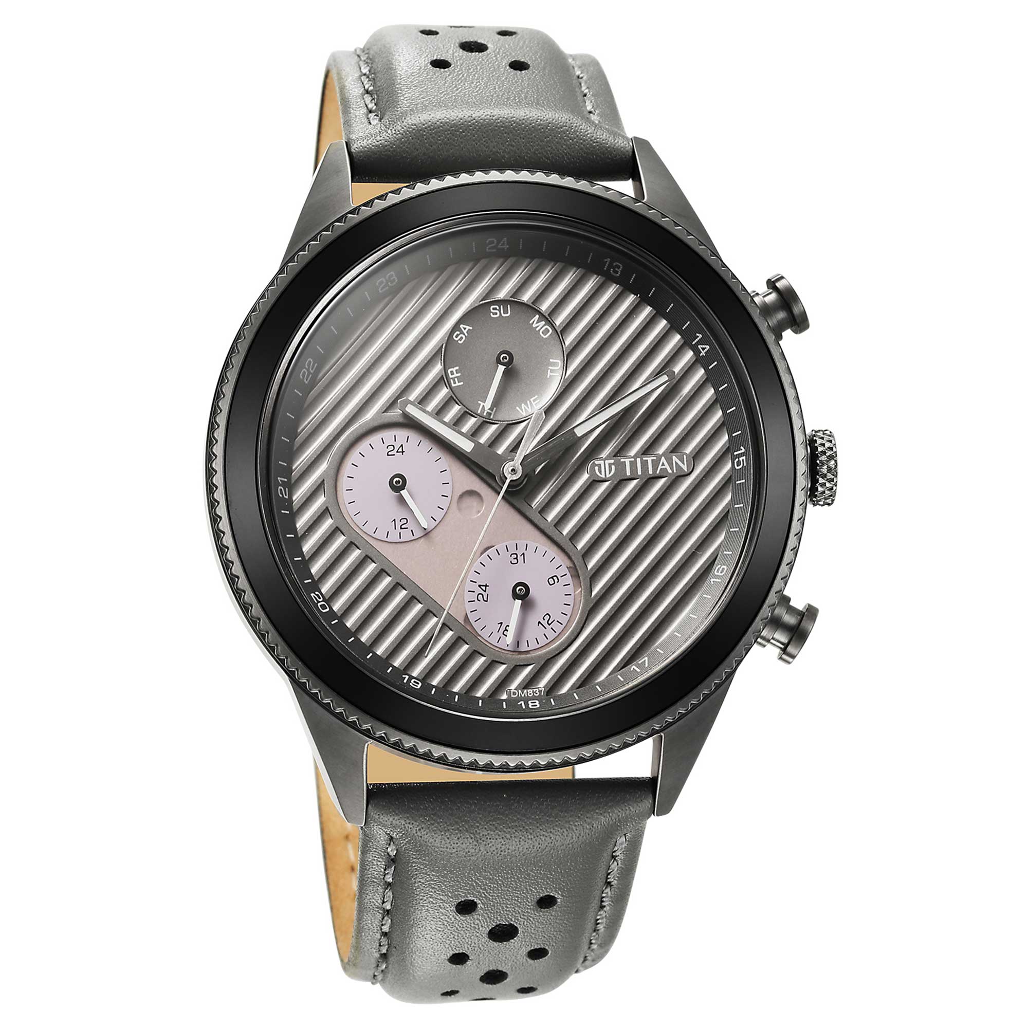Titan Quartz Analog Anthracite Dial Leather Strap Watch for Men - Image 3