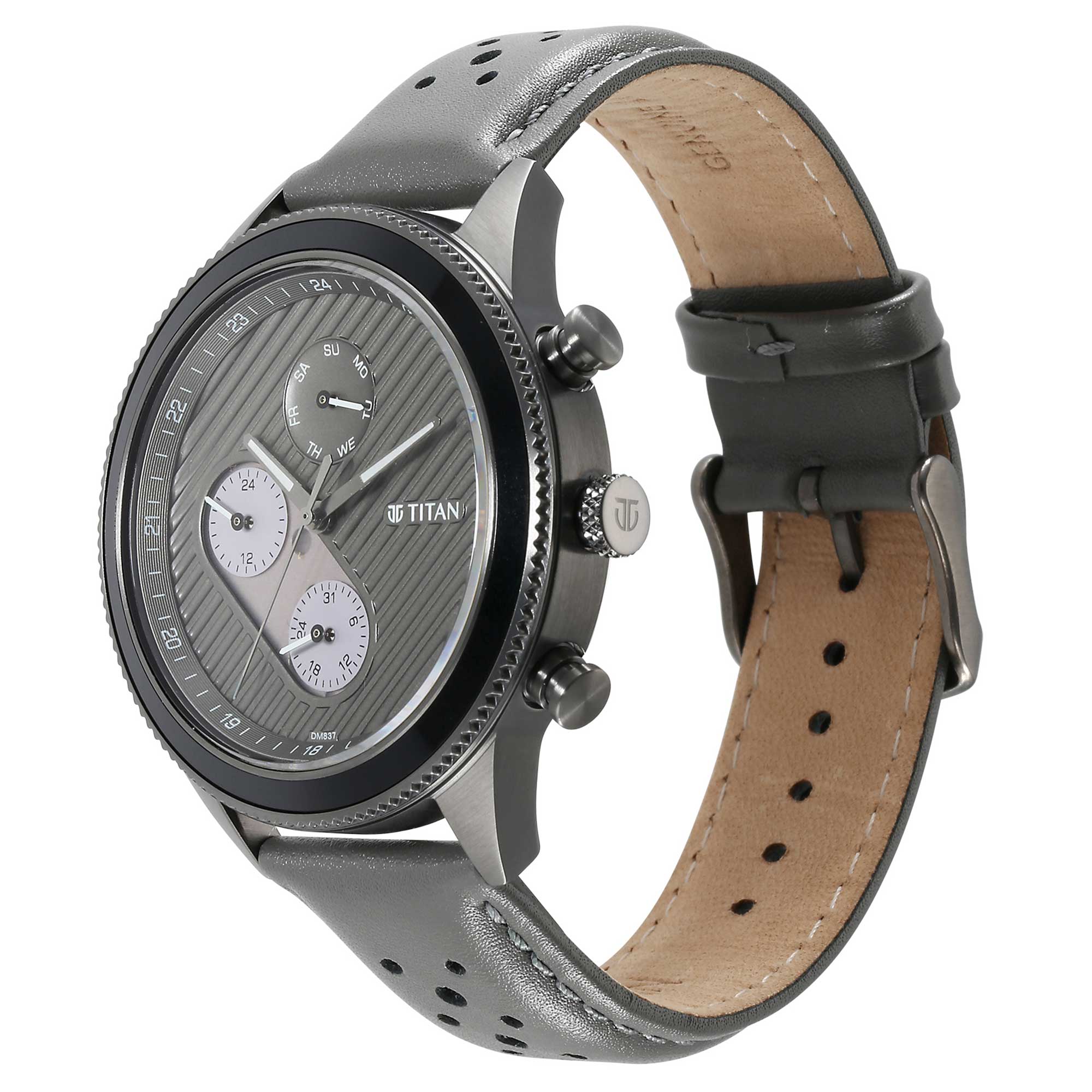 Titan Quartz Analog Anthracite Dial Leather Strap Watch for Men - Image 4