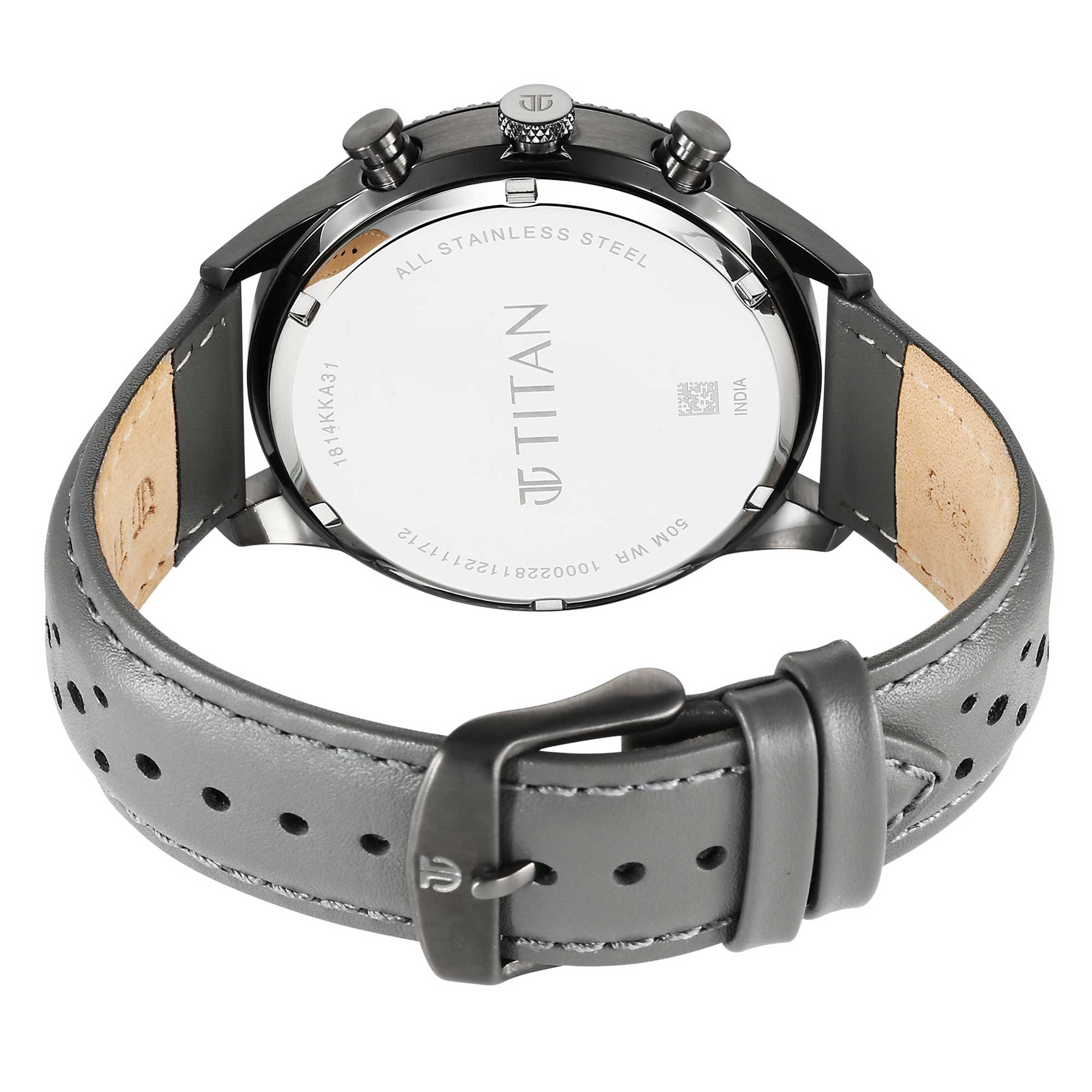 Titan Quartz Analog Anthracite Dial Leather Strap Watch for Men - Image 6