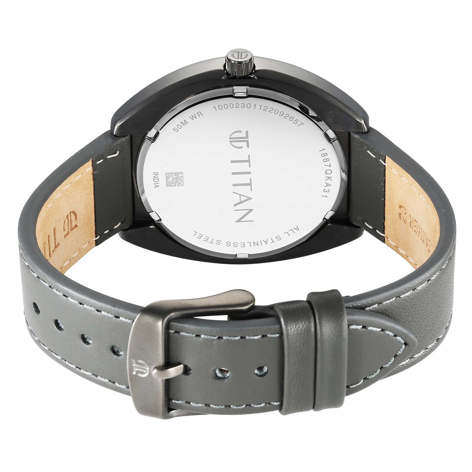 Titan Quartz Analog Anthracite Dial Leather Strap Watch for Men - Image 6