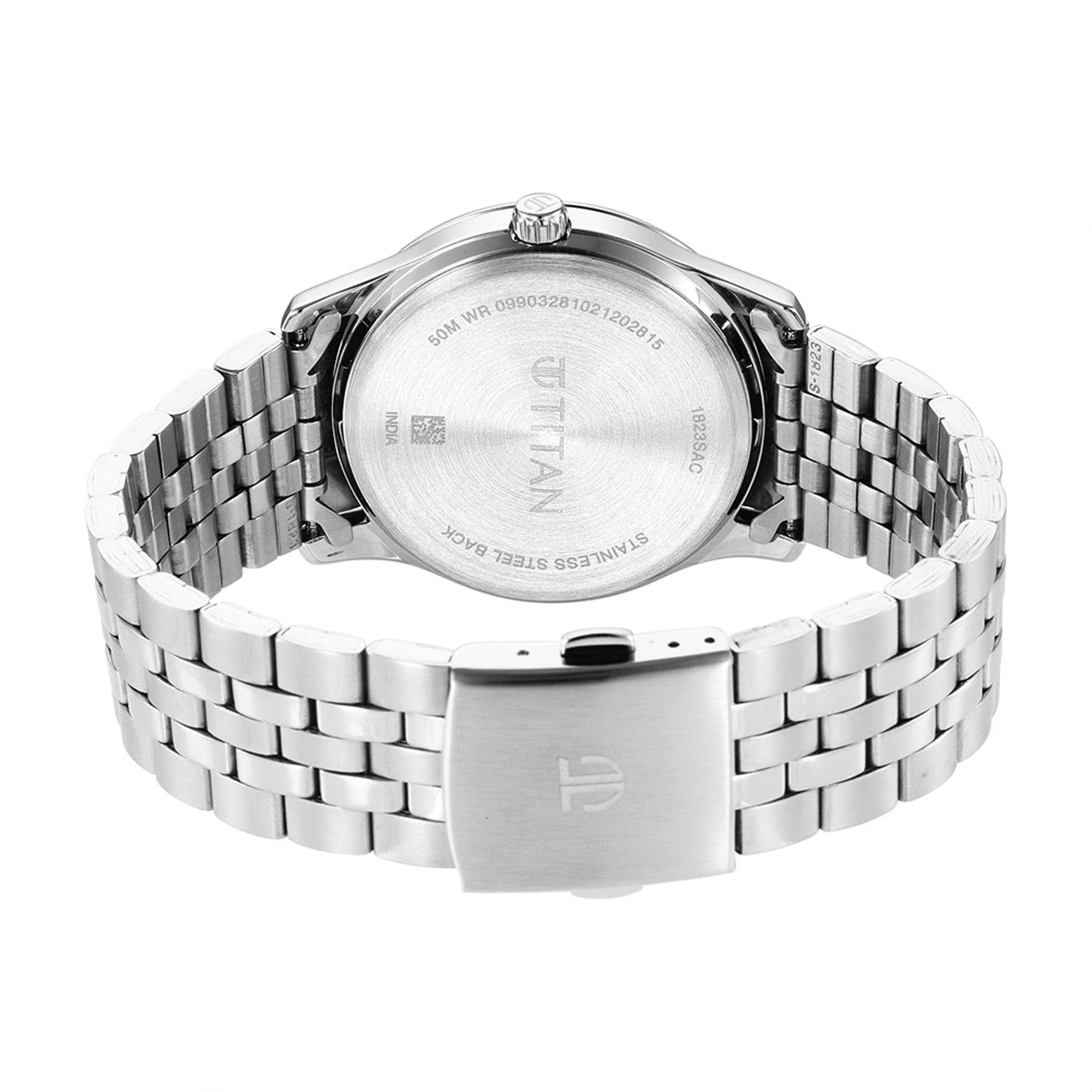 Titan Quartz Analog Anthracite Dial Stainless Steel Strap Watch for Men - Image 5