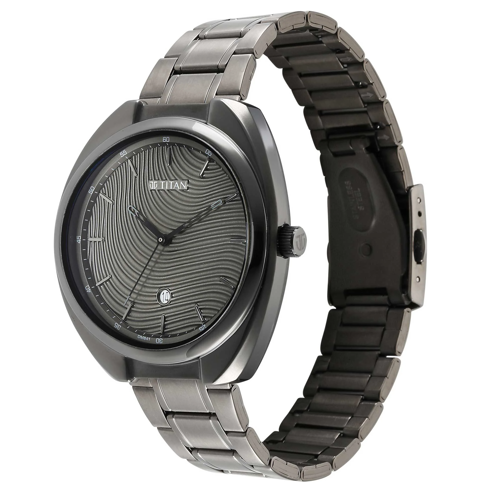 Titan Quartz Analog Anthracite Dial Stainless Steel Strap Watch for Men - Image 4