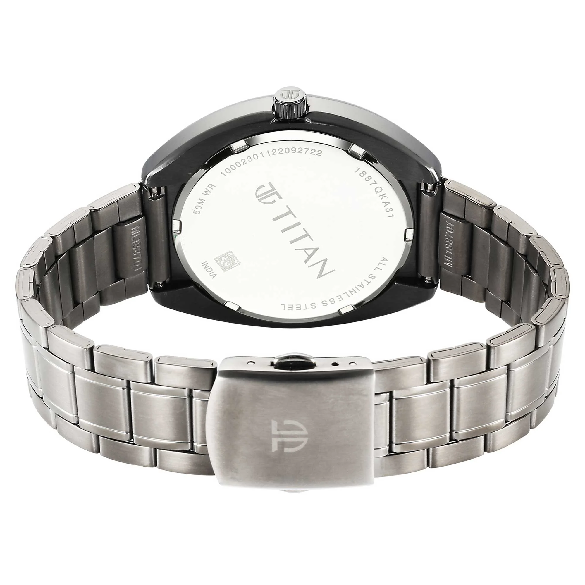 Titan Quartz Analog Anthracite Dial Stainless Steel Strap Watch for Men - Image 6