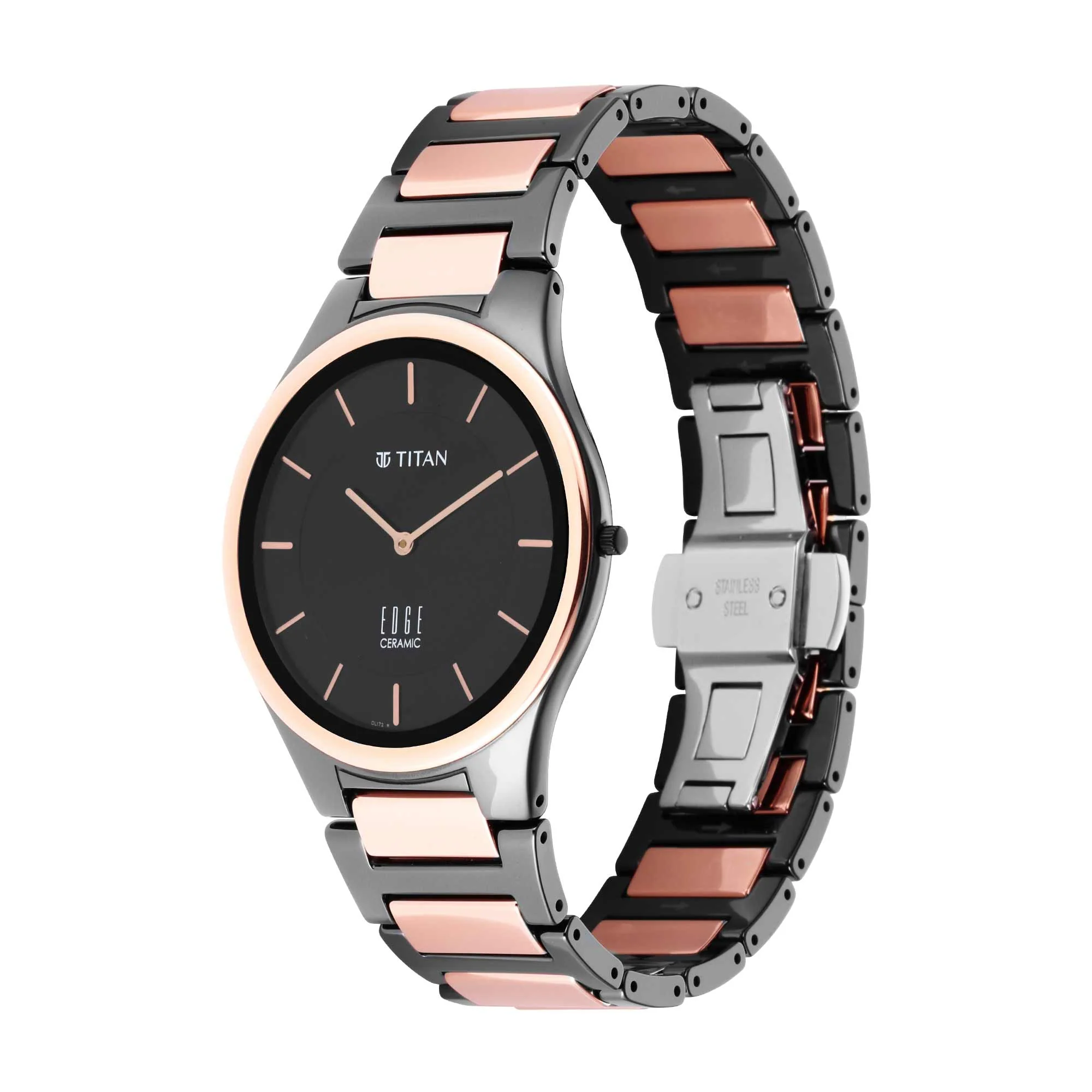 Titan Quartz Analog Black Dial Ceramic Strap Watch for Men - Image 3
