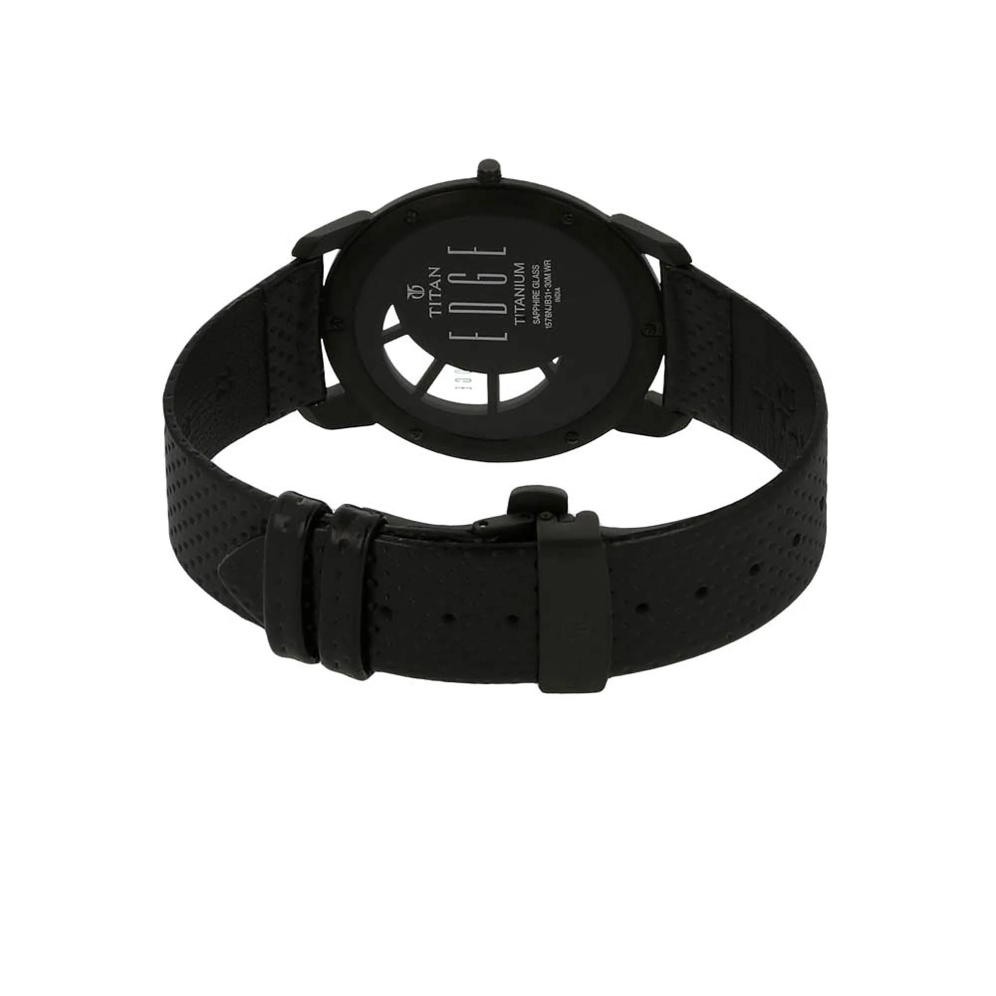 Titan Quartz Analog Black Dial Leather Strap Watch for Men - Image 4