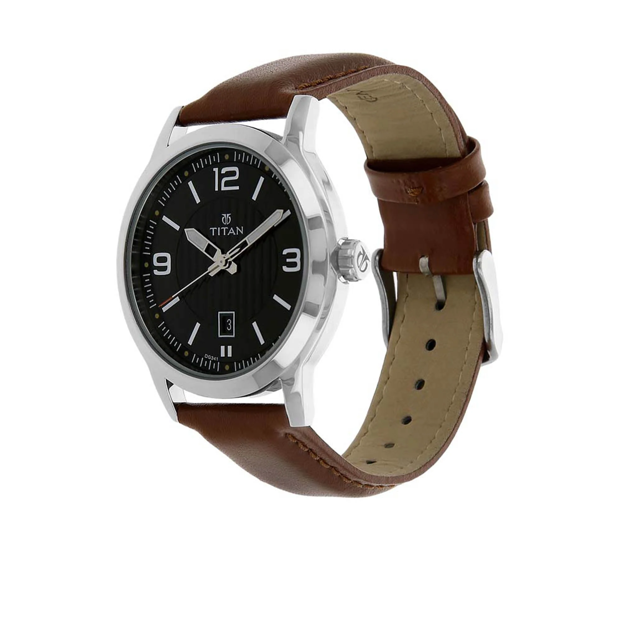 Titan Quartz Analog Black Dial Leather Strap Watch for Men - Image 2