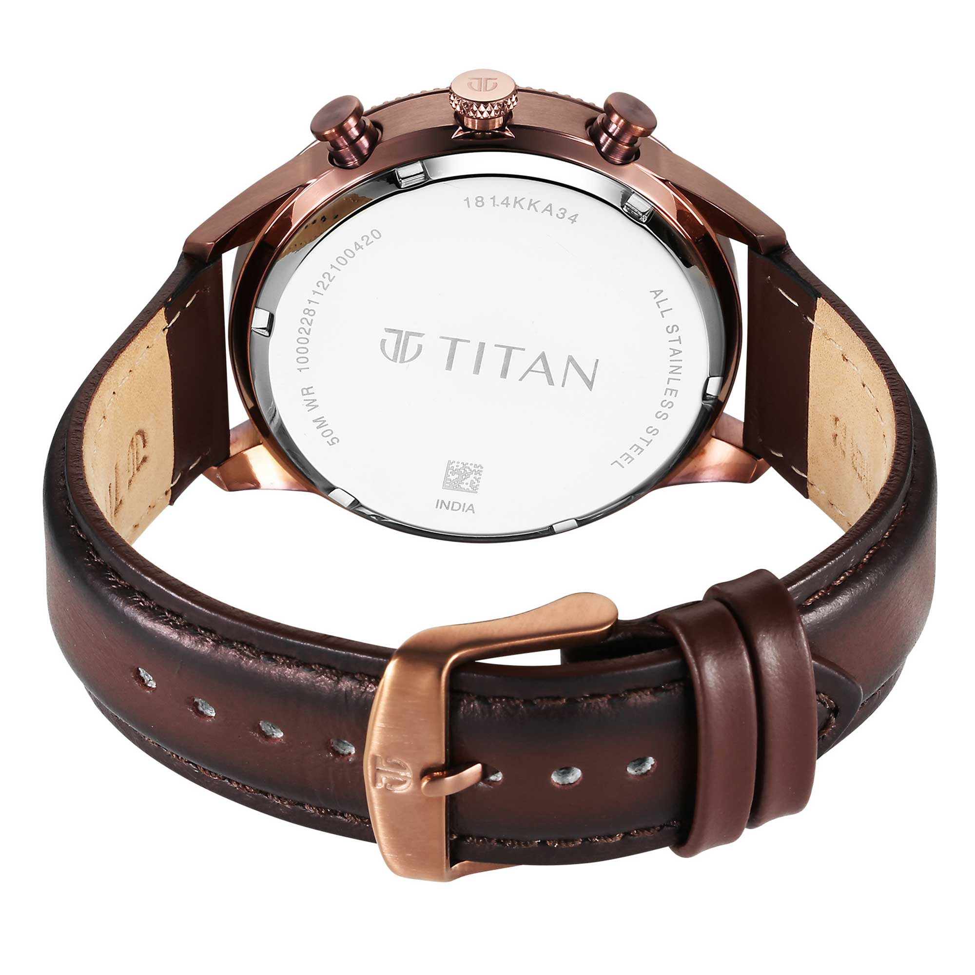 Titan Quartz Analog Black Dial Leather Strap Watch for Men - Image 6
