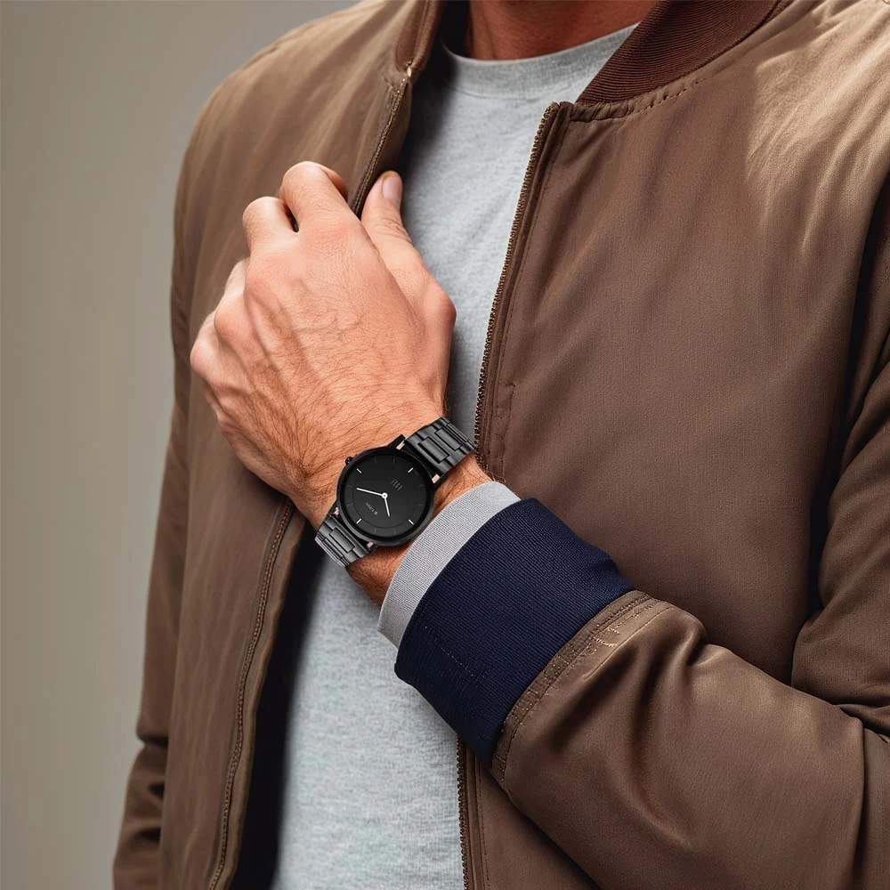 Titan Quartz Analog Black Dial Stainless Steel Strap Watch for Men - Image 6