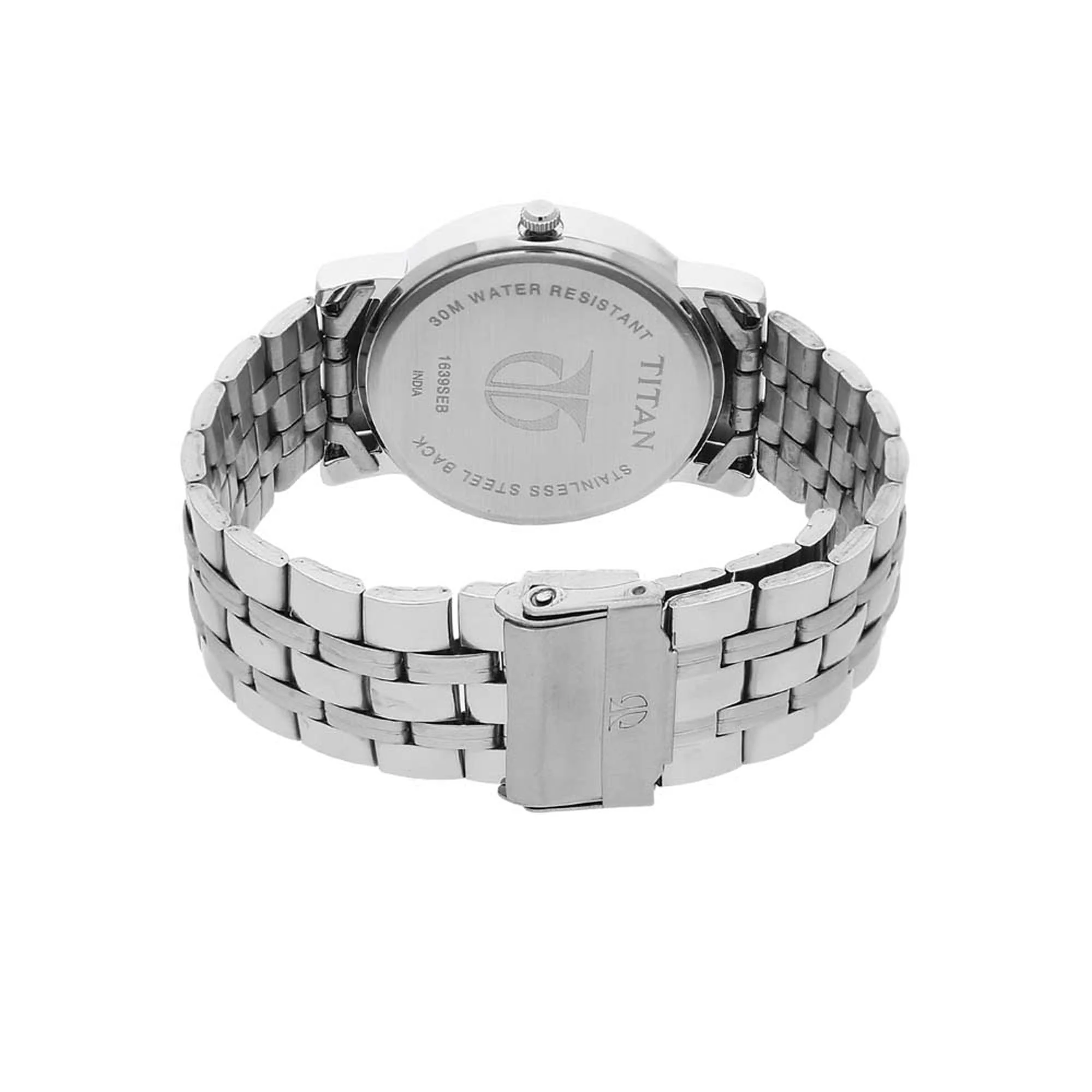 Titan Quartz Analog Black Dial Stainless Steel Strap Watch for Men - Image 4