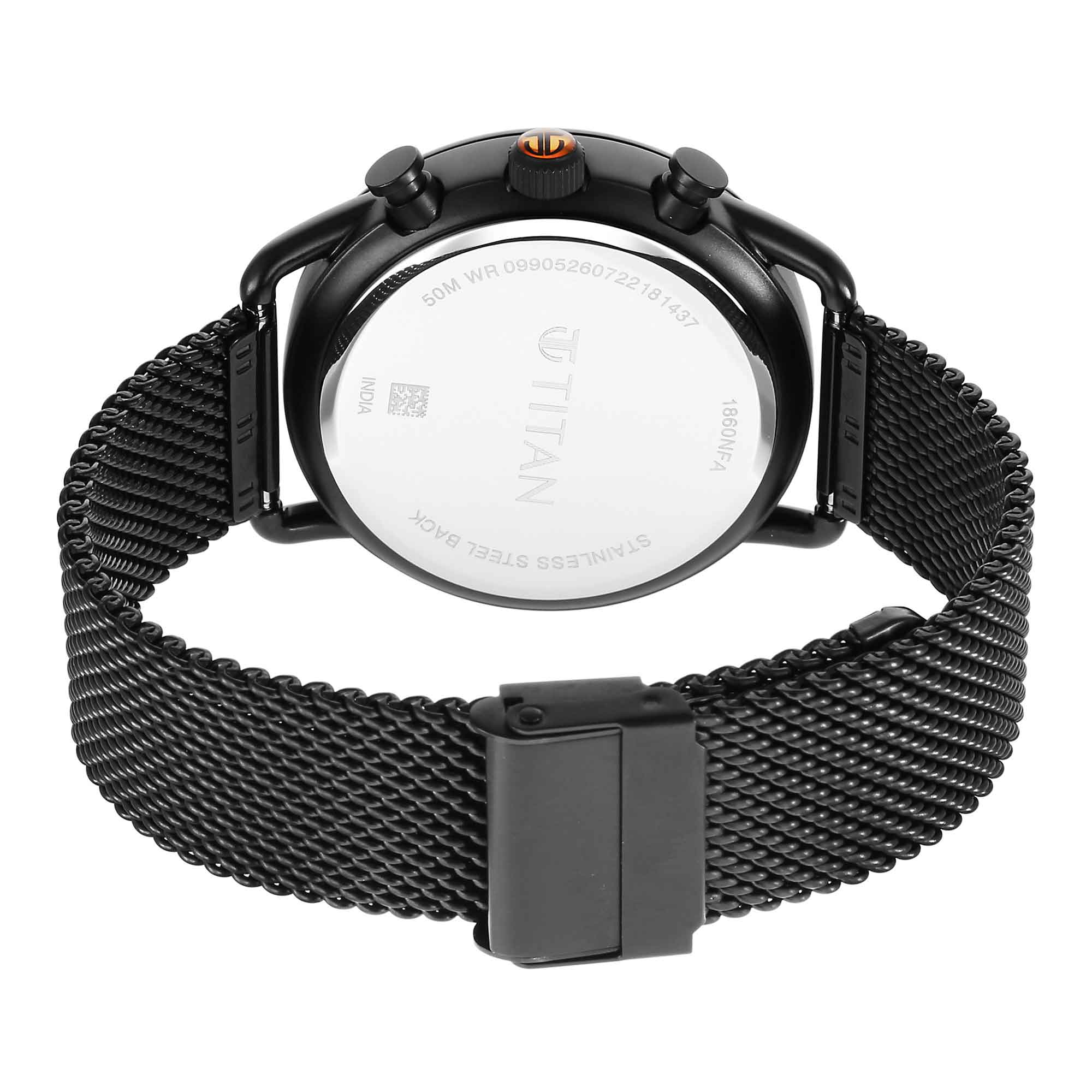 Titan Quartz Analog Black Dial Stainless Steel Strap Watch for Men - Image 6