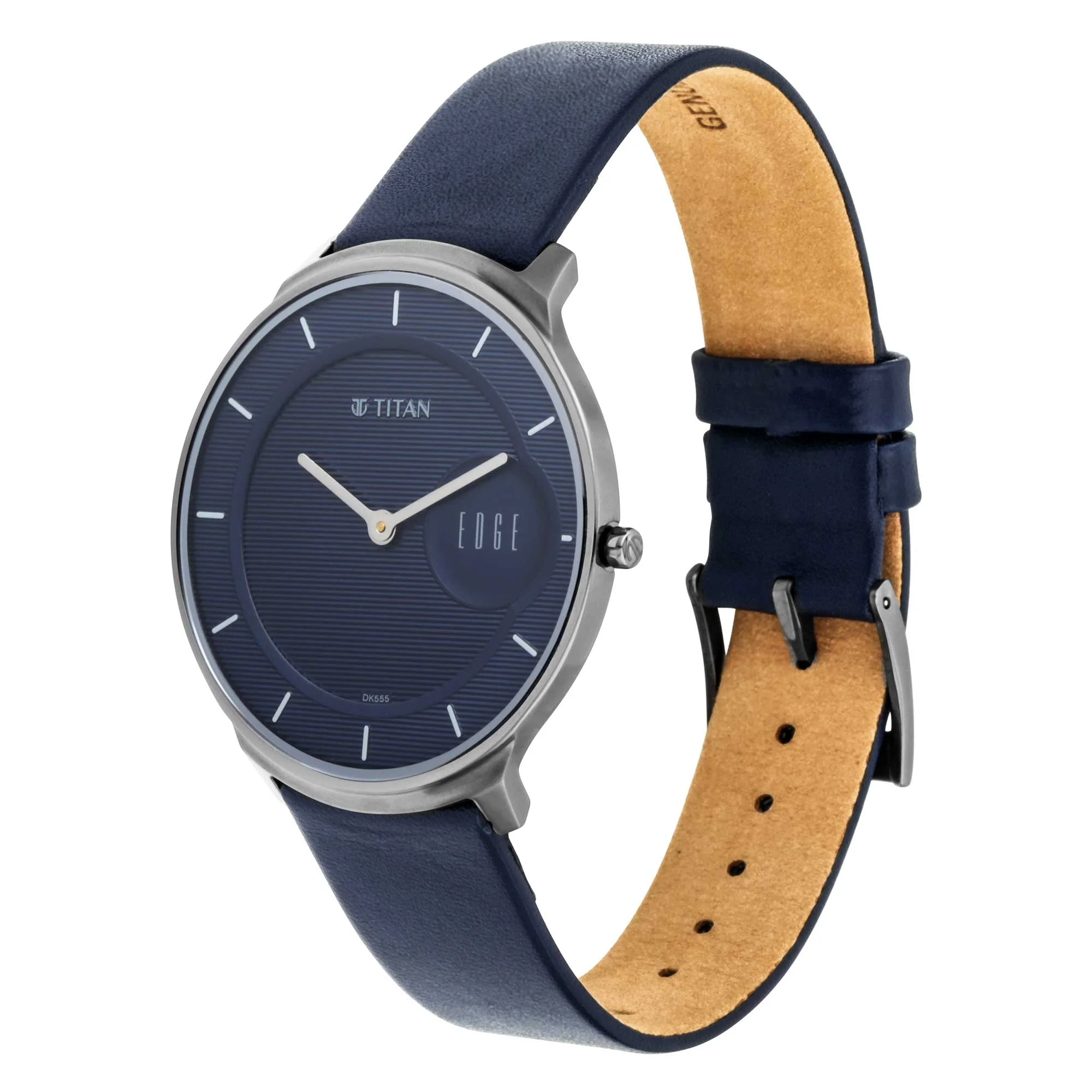 Titan Quartz Analog Blue Dial Leather Strap Watch for Men - Image 4