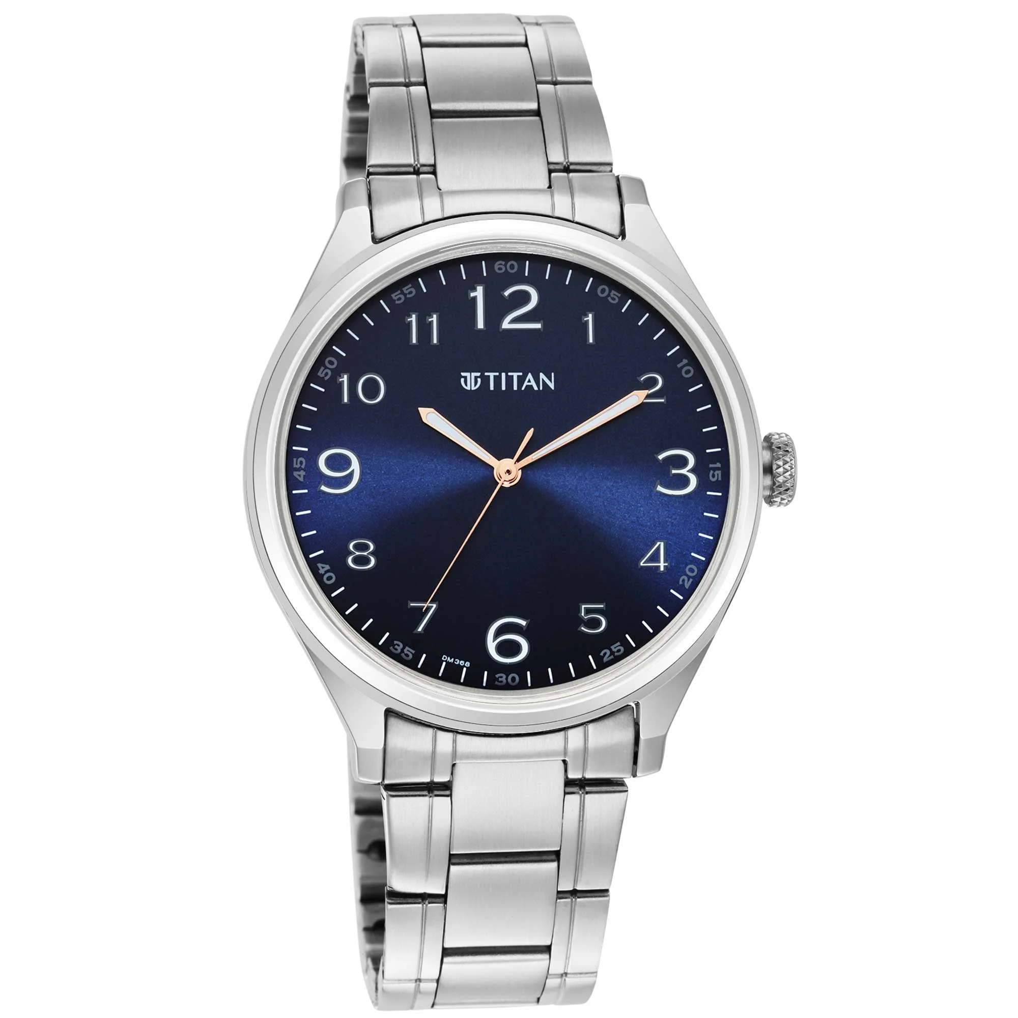 Titan Quartz Analog Blue Dial Stainless Steel Strap Watch for Men - Image 2