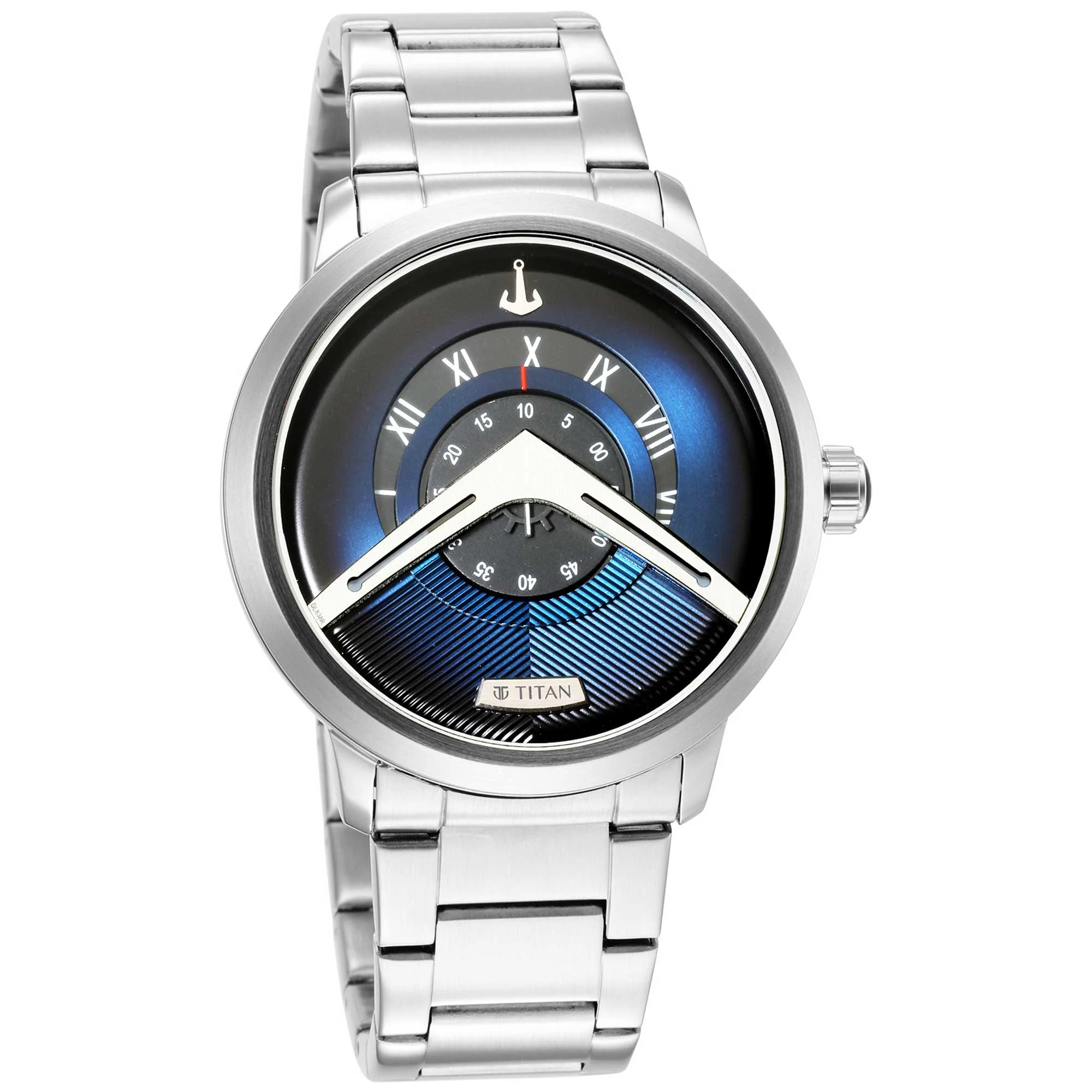 Titan Quartz Analog Blue Dial Stainless Steel Strap Watch for Men - Image 2