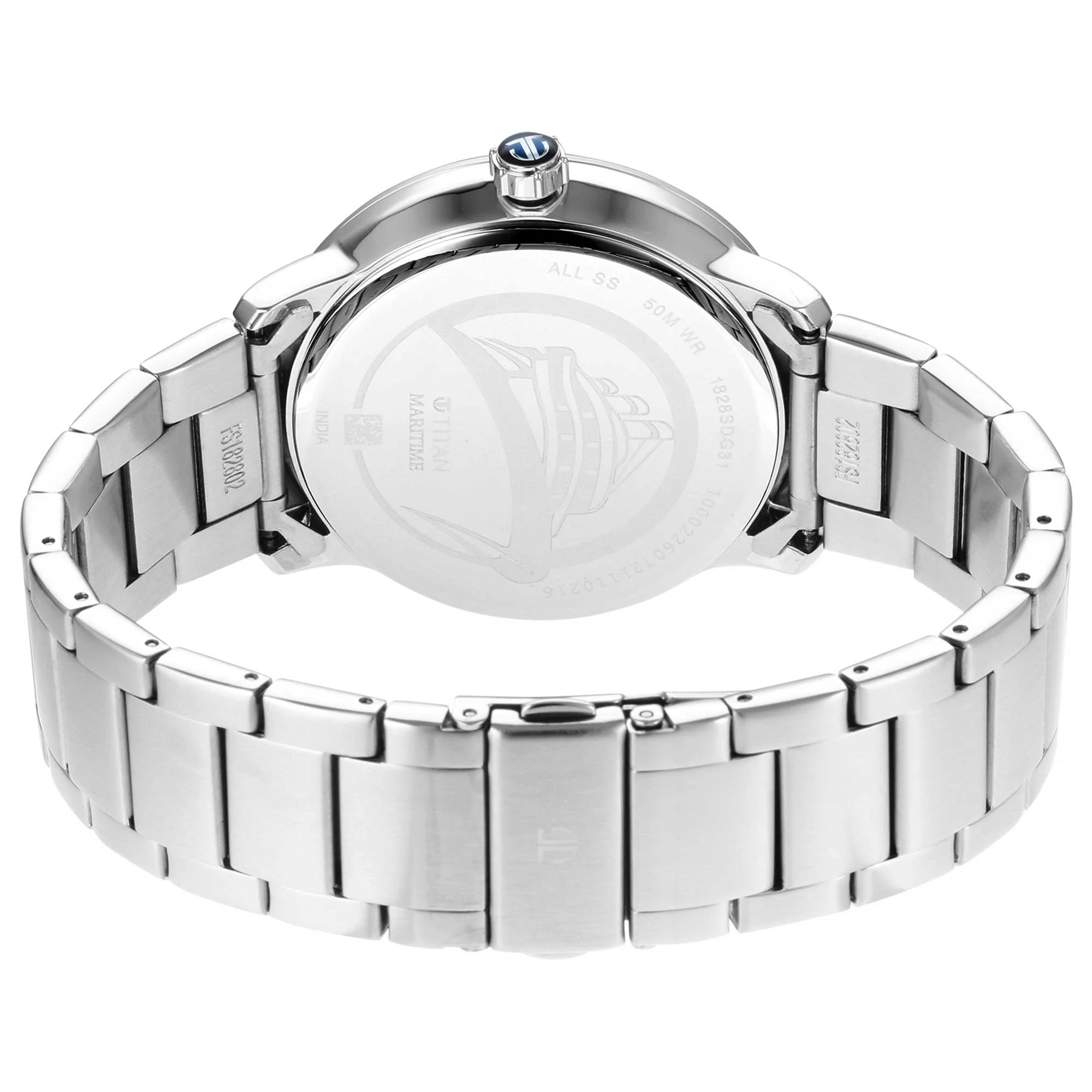 Titan Quartz Analog Blue Dial Stainless Steel Strap Watch for Men - Image 5