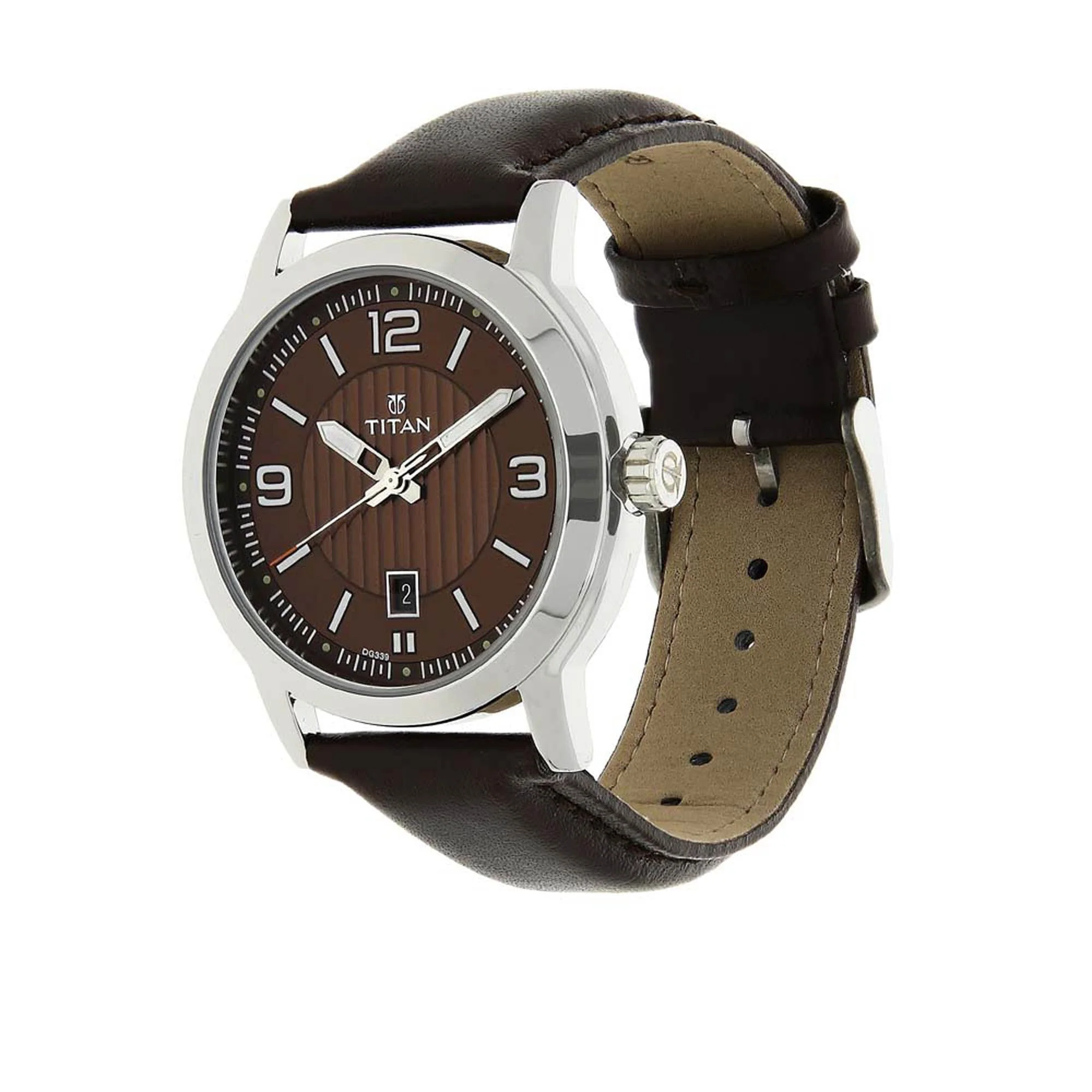 Titan Quartz Analog Brown Dial Leather Strap Watch for Men - Image 2