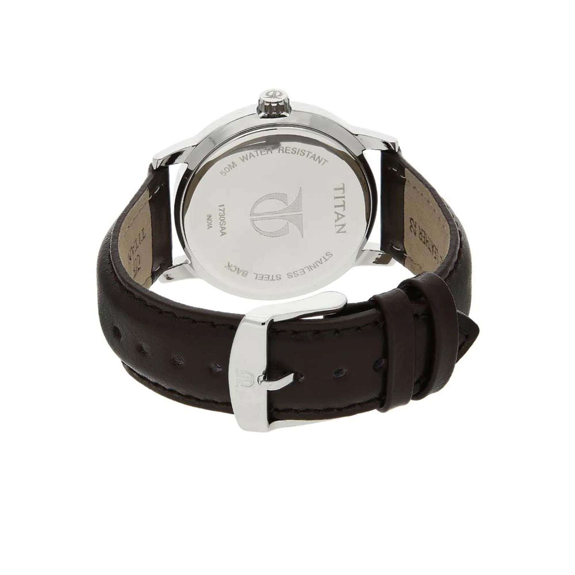 Titan Quartz Analog Brown Dial Leather Strap Watch for Men - Image 4