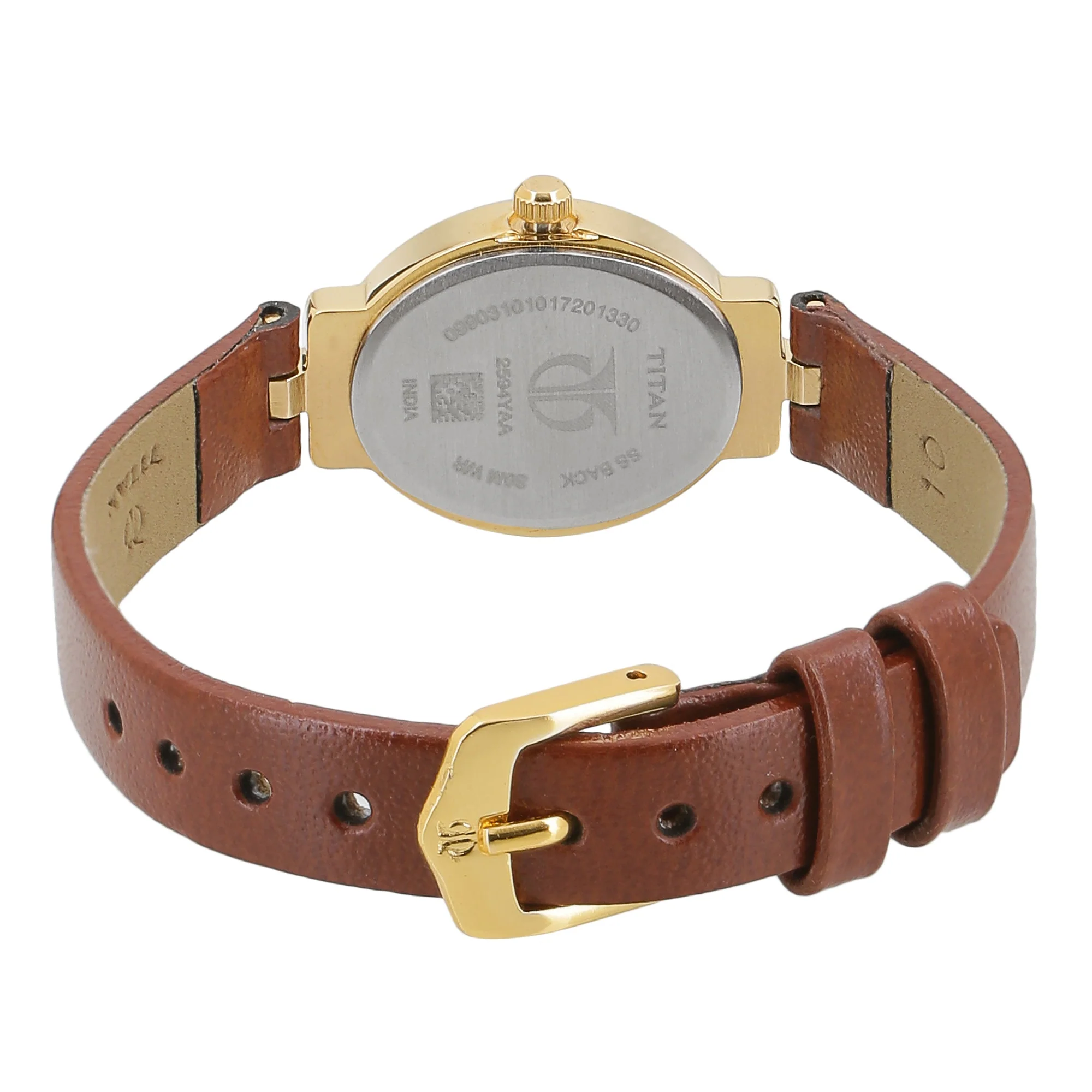Titan Quartz Analog Champagne Dial Leather Strap Watch for Women - Image 4