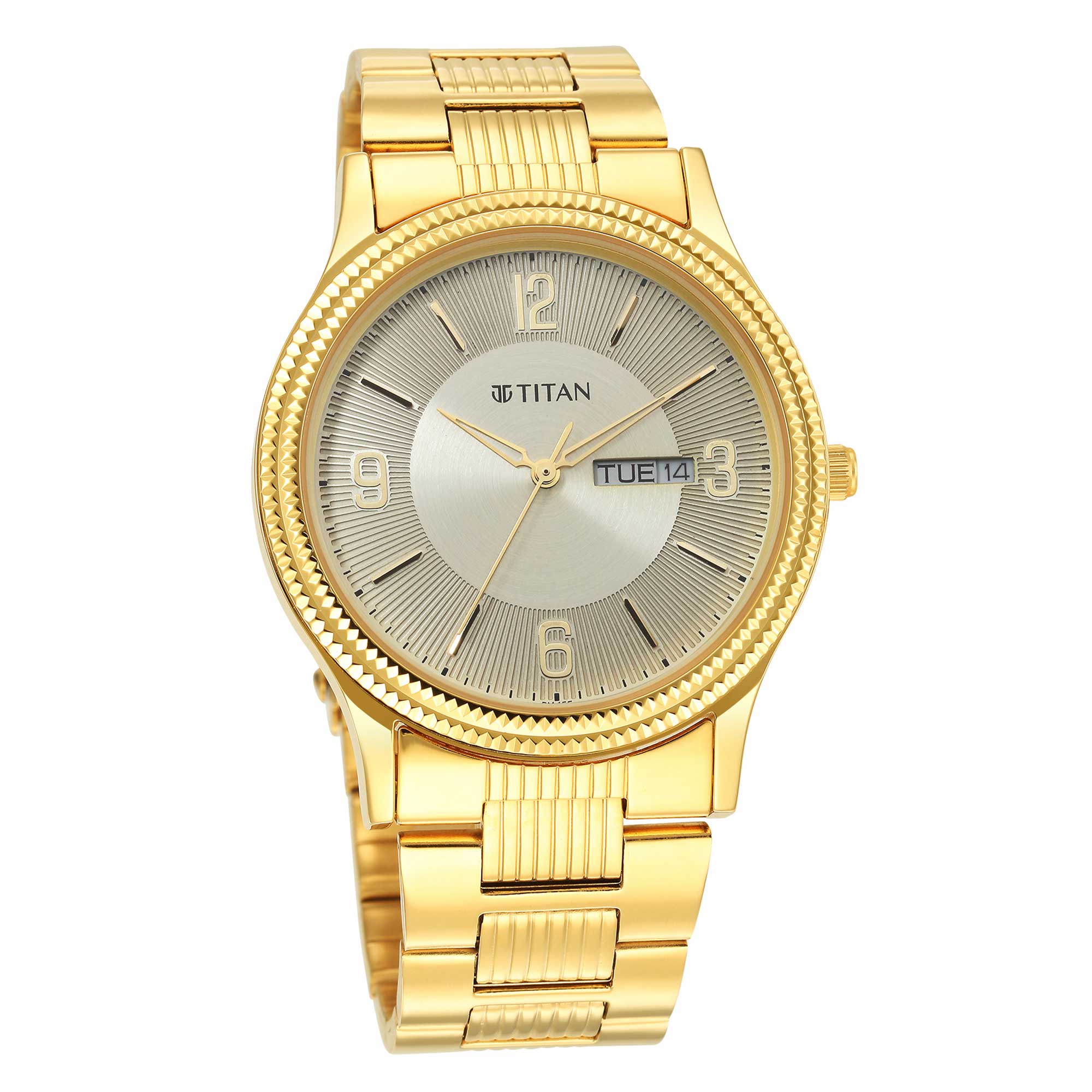 Titan Quartz Analog Champagne Dial Stainless Steel Strap Watch for Men - Image 3