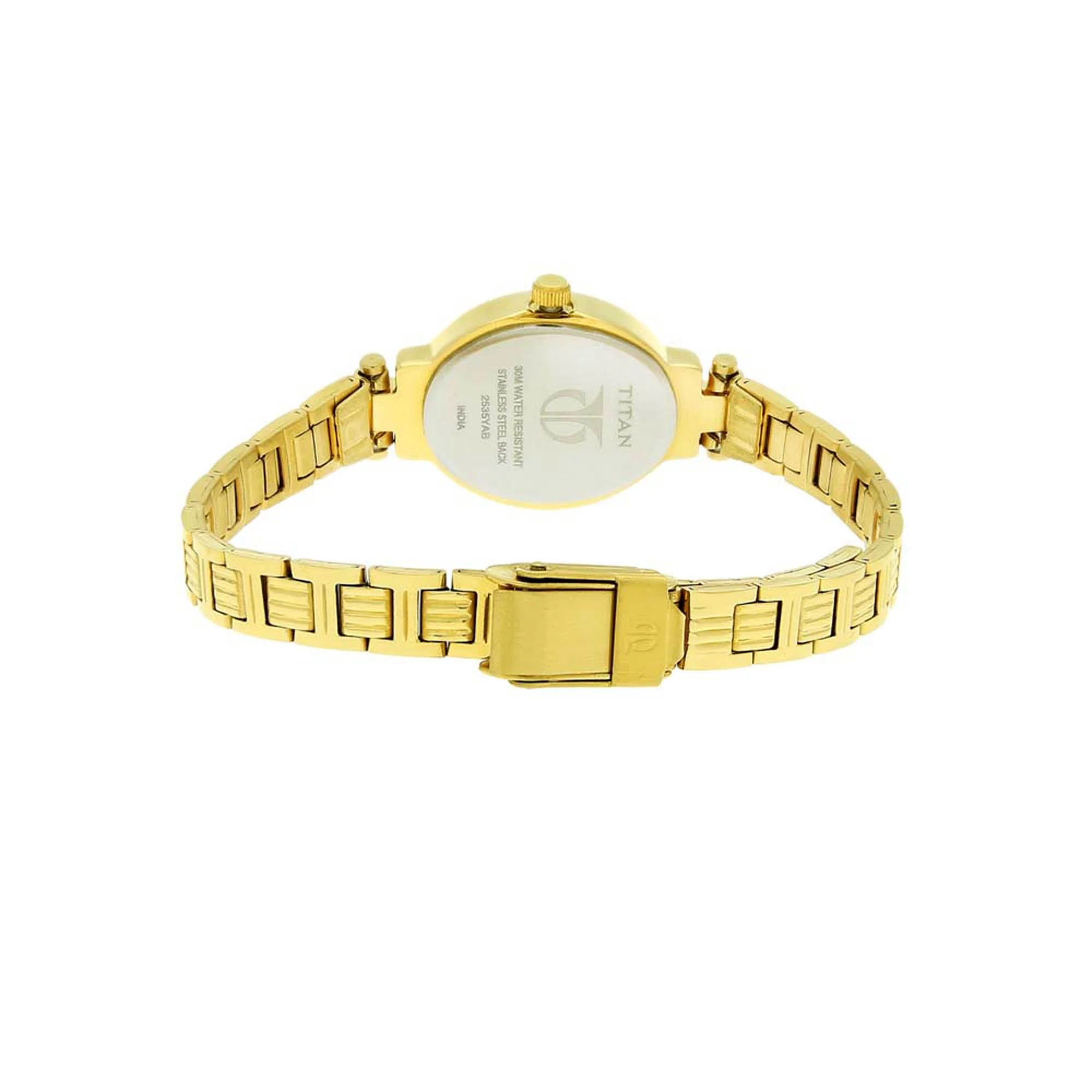 Titan Quartz Analog Champagne Dial Stainless Steel Strap Watch for Women - Image 4