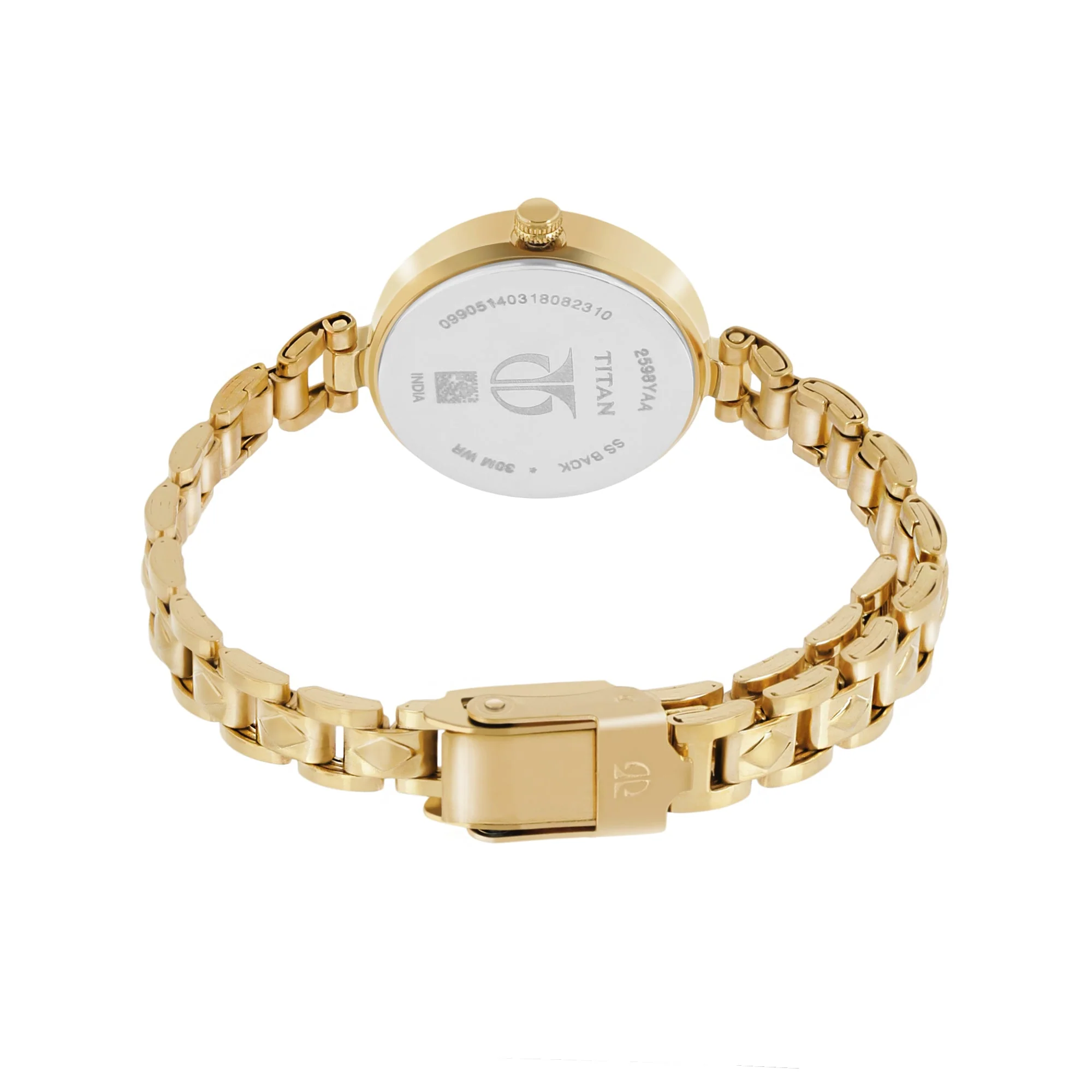 Titan Quartz Analog Champagne Dial Stainless Steel Strap Watch for Women - Image 4