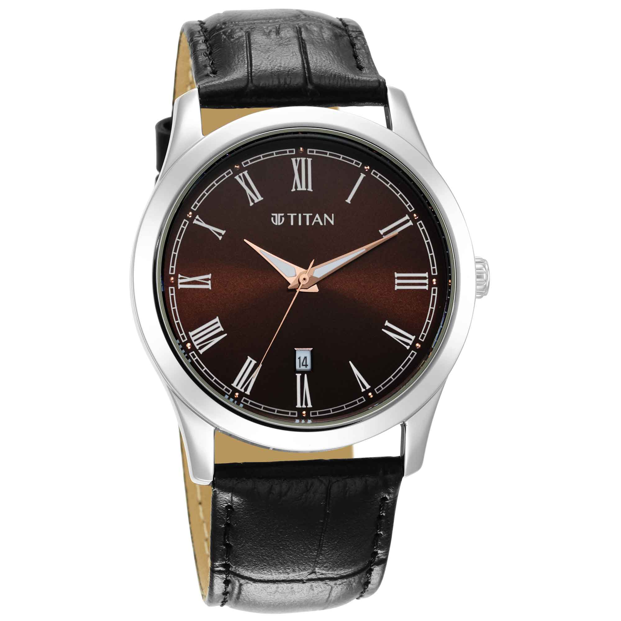 Titan Quartz Analog Dark Brown Dial Leather Strap Watch for Men - Image 3