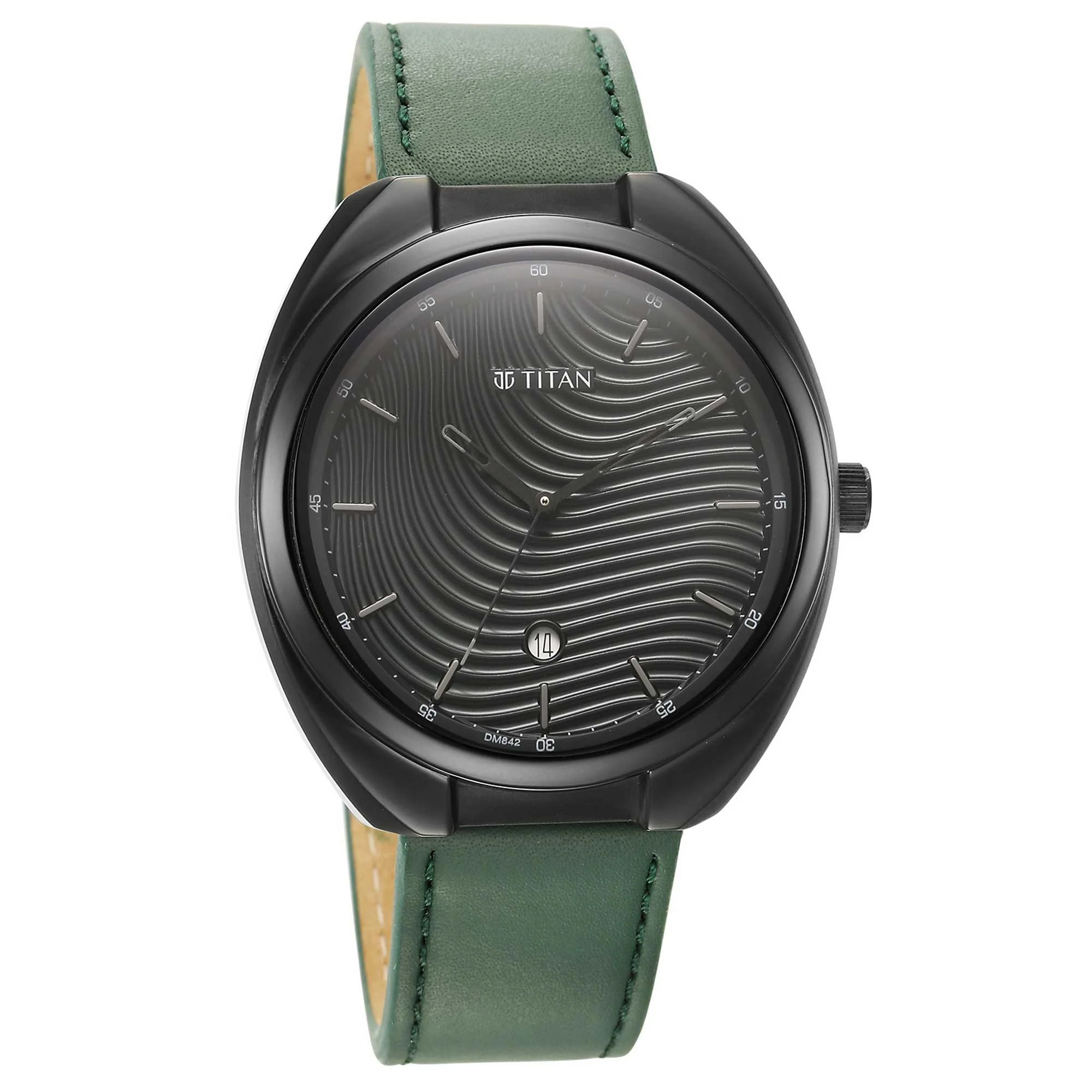 Titan Quartz Analog Green Dial Leather Strap Watch for Men - Image 3