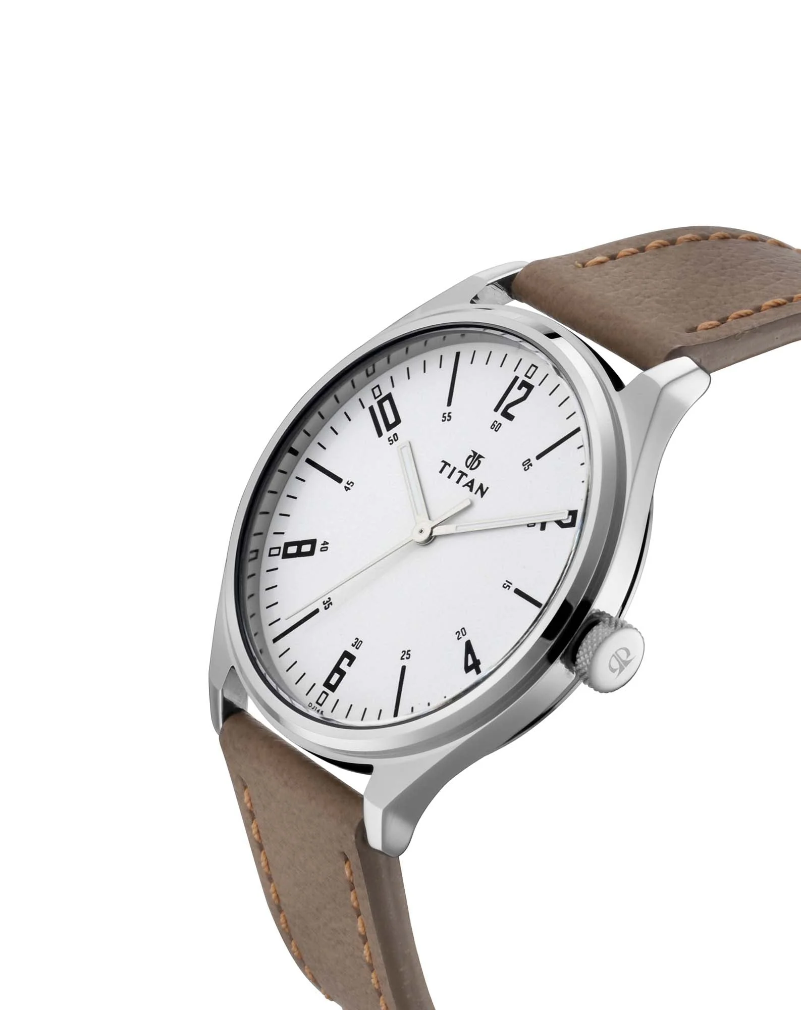 Titan Quartz Analog Silver Dial Leather Strap Watch for Men - Image 2