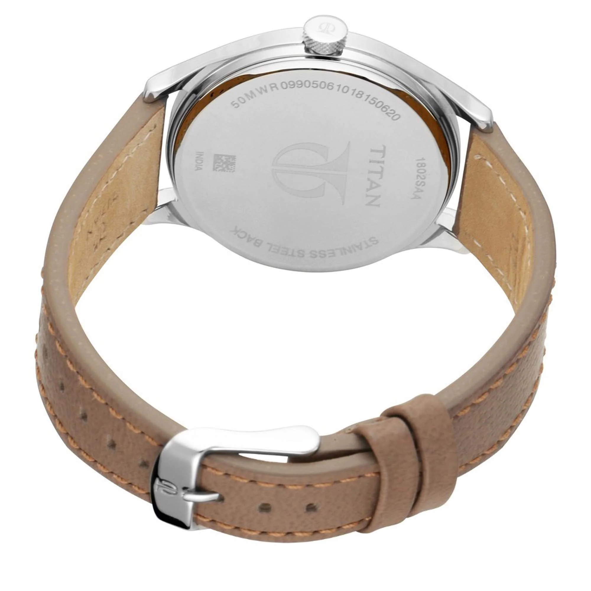 Titan Quartz Analog Silver Dial Leather Strap Watch for Men - Image 4