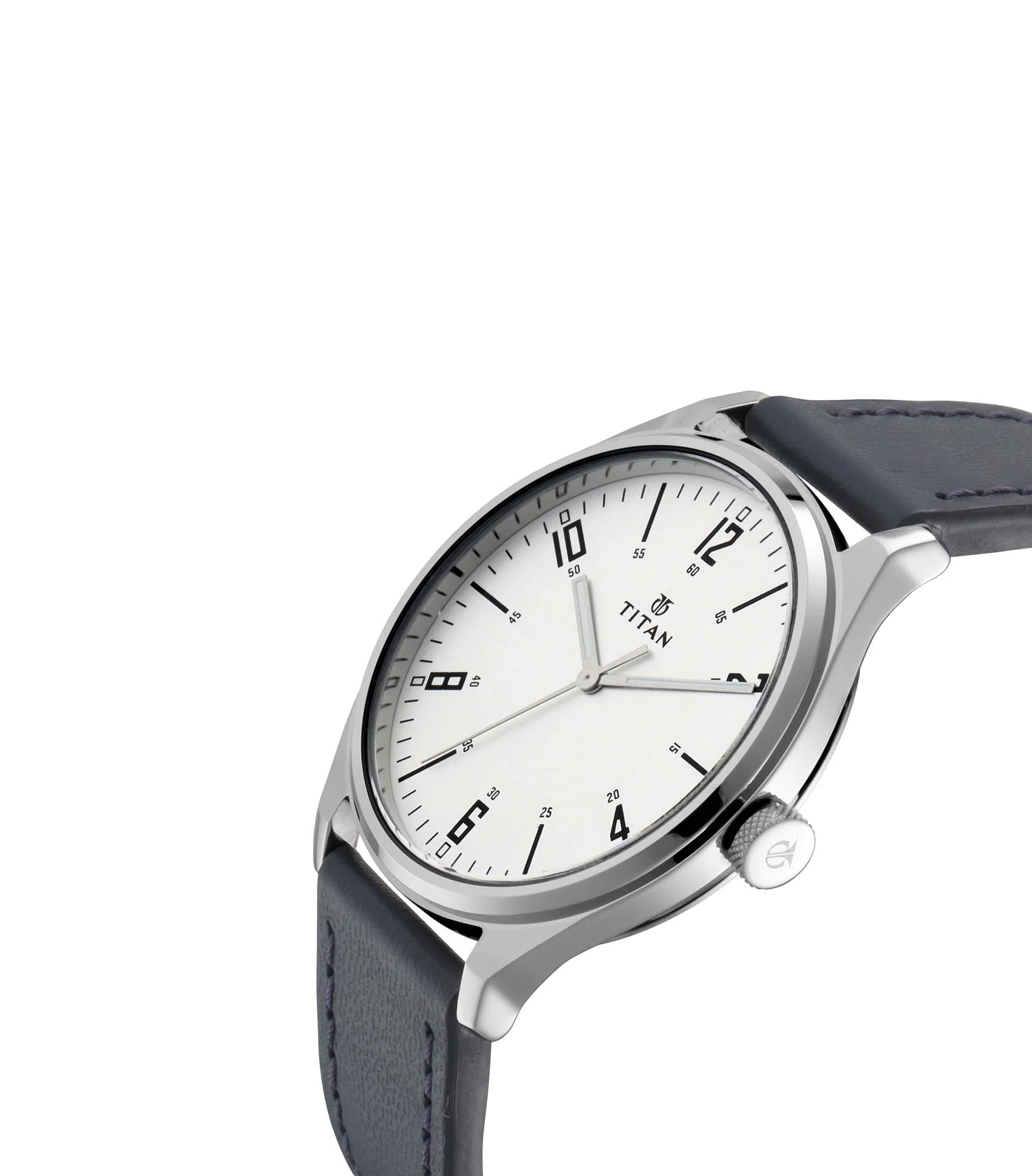 Titan Quartz Analog Silver Dial Leather Strap Watch for Men - Image 2