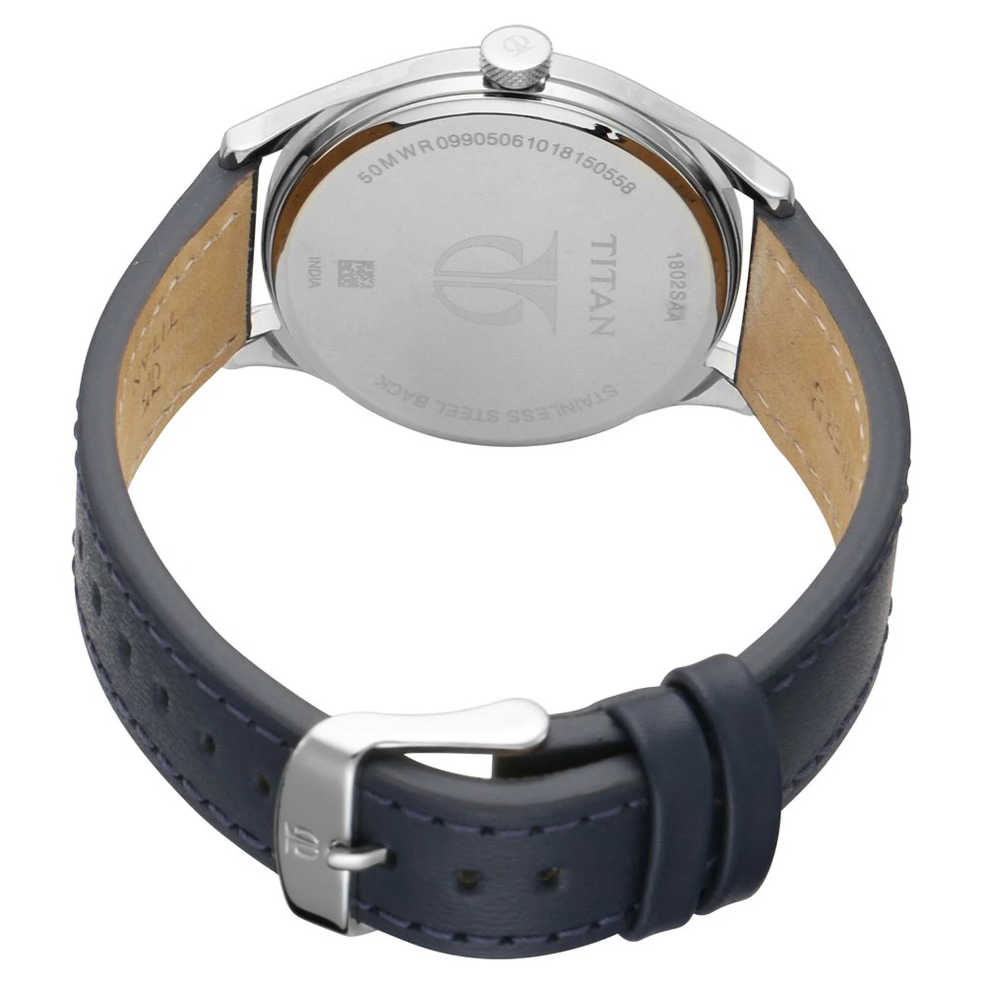 Titan Quartz Analog Silver Dial Leather Strap Watch for Men - Image 4